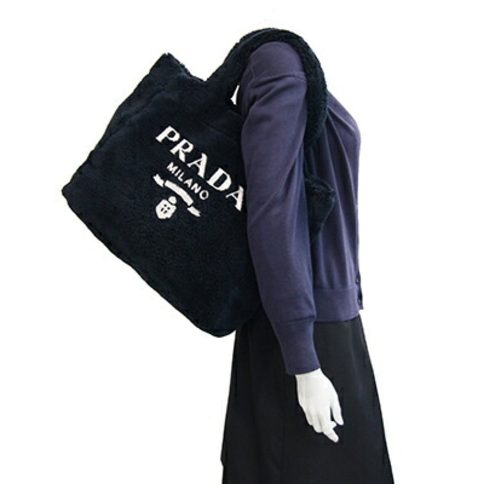 Prada Bianco Black Nero Polyester Tote Bag (Pre-Owned)