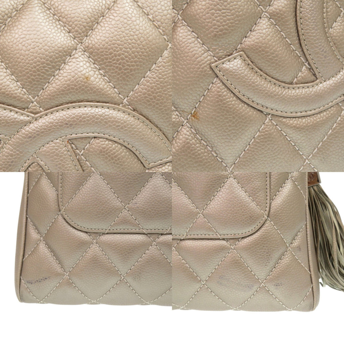 Chanel Champagne Grained Calfskin Handbag (Pre-Owned)