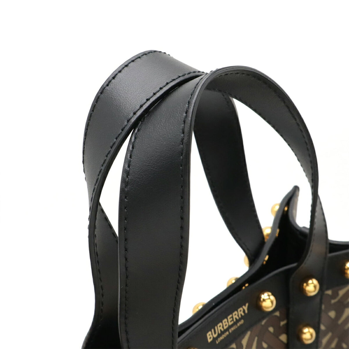 Burberry Beige Brown Black Pvc Leather Shoulder Bag Tote Bag (Pre-Owned)