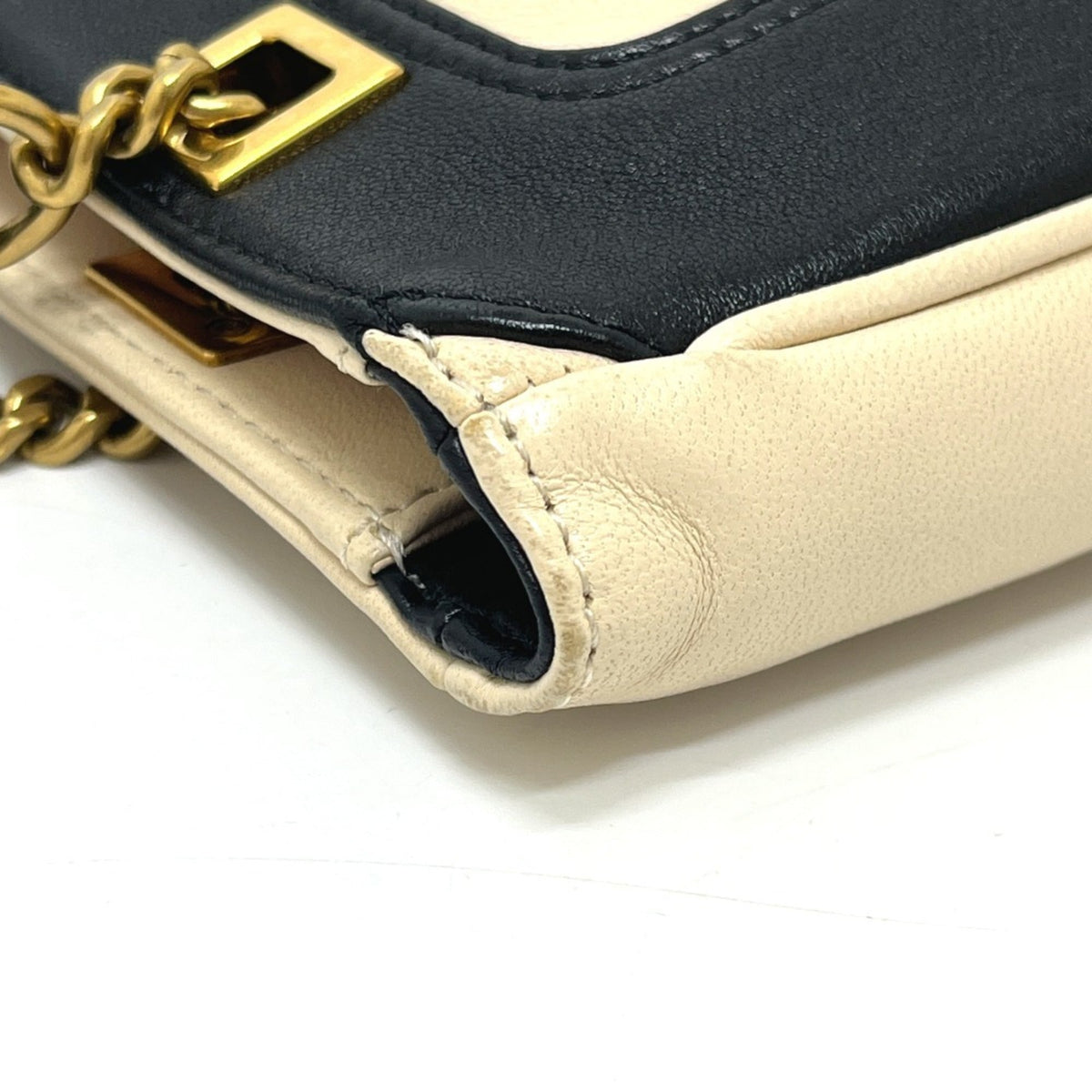 Valentino Beige Black Leather Handbag Shoulder Bag (Pre-Owned)