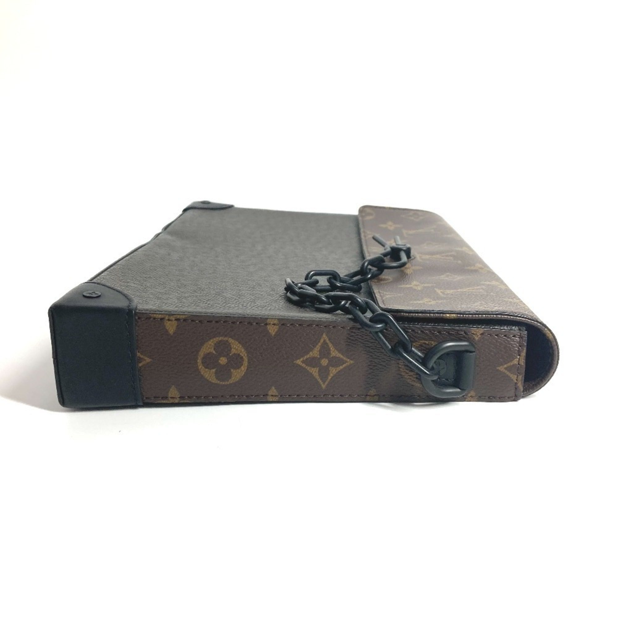 Louis Vuitton Brown Khaki Taiga Leather Leather Monogram Canvas Clutch Bag Pochette Pouch (Pre-Owned)