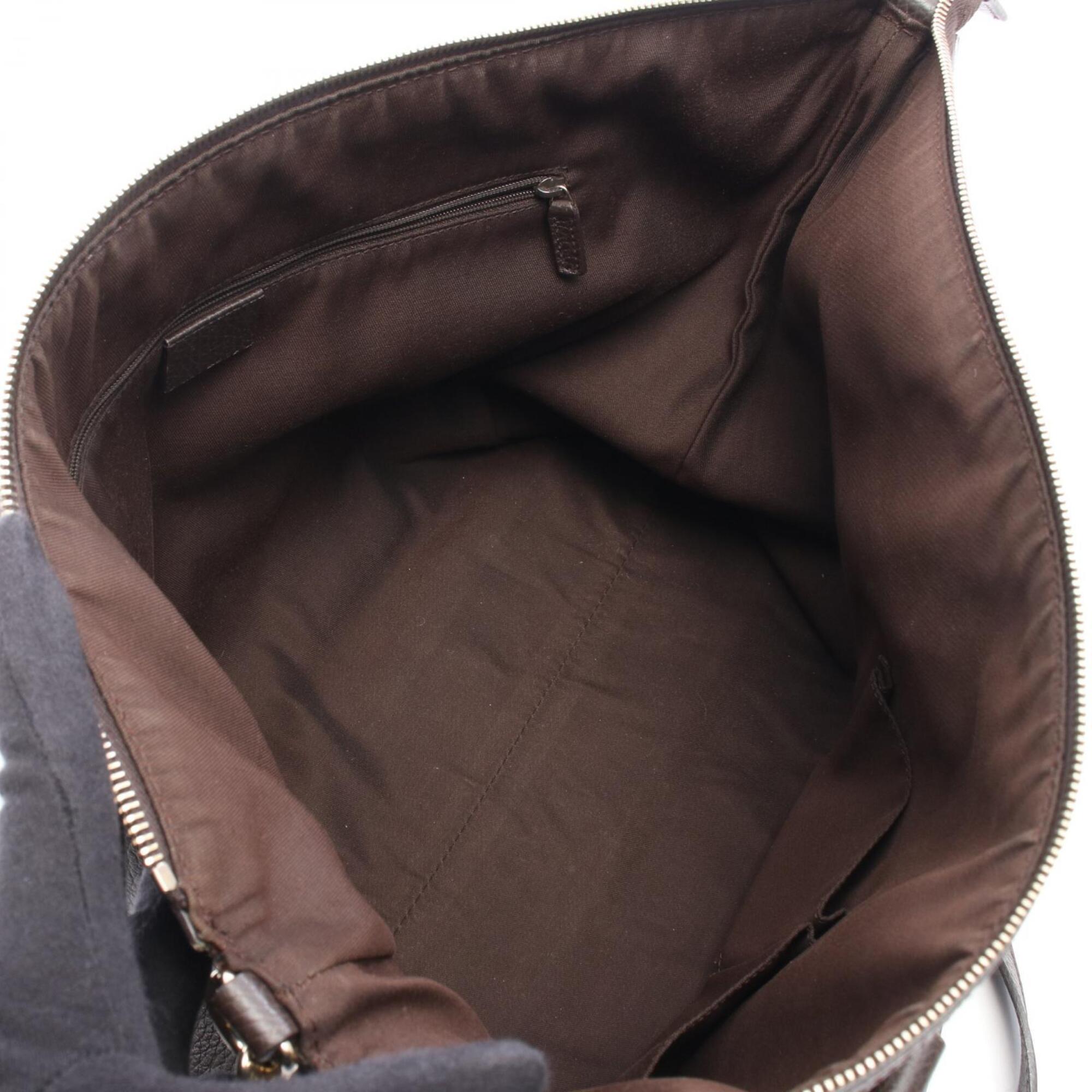 Gucci Brown Leather Handbag Tote Bag (Pre-Owned)