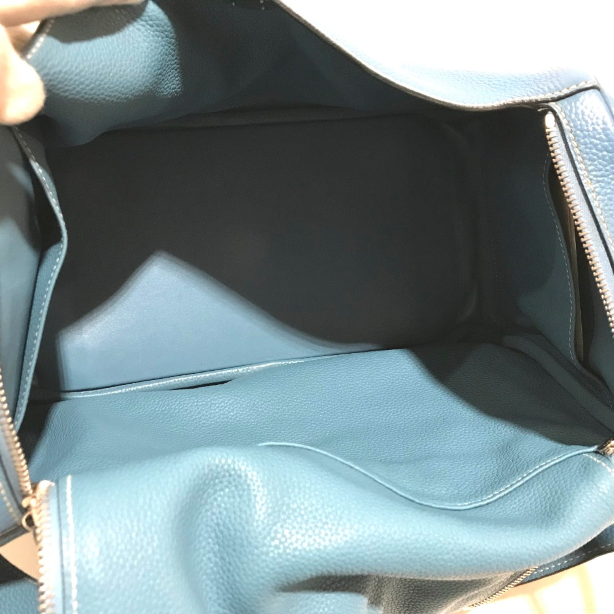 Hermes Blue Leather Handbag (Pre-Owned)