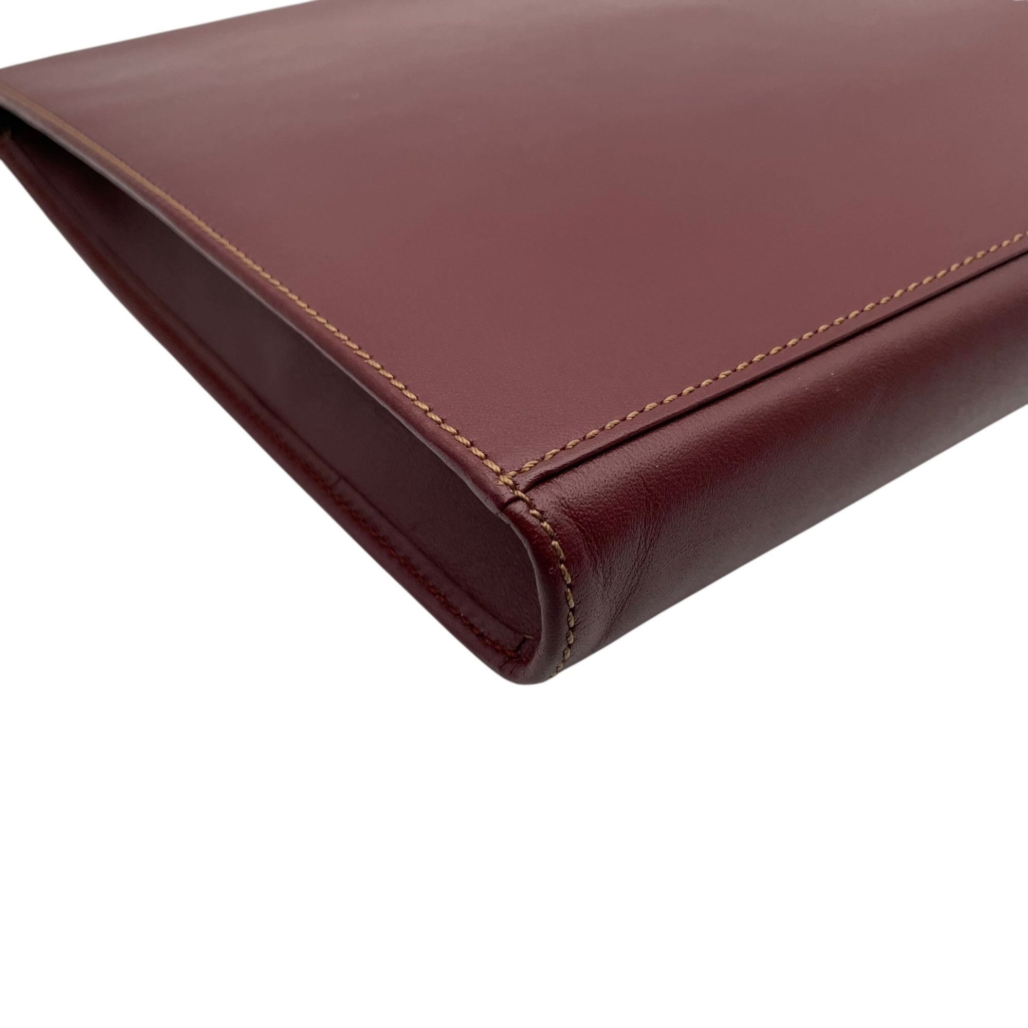 Cartier Bordeaux Leather Clutch Bag Handbag (Pre-Owned)