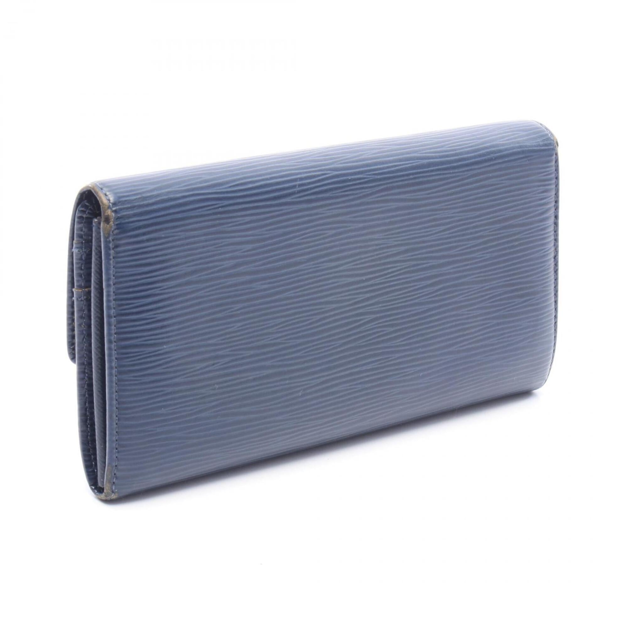 Louis Vuitton Navy Leather Long Wallet (Bi-Fold) (Pre-Owned)