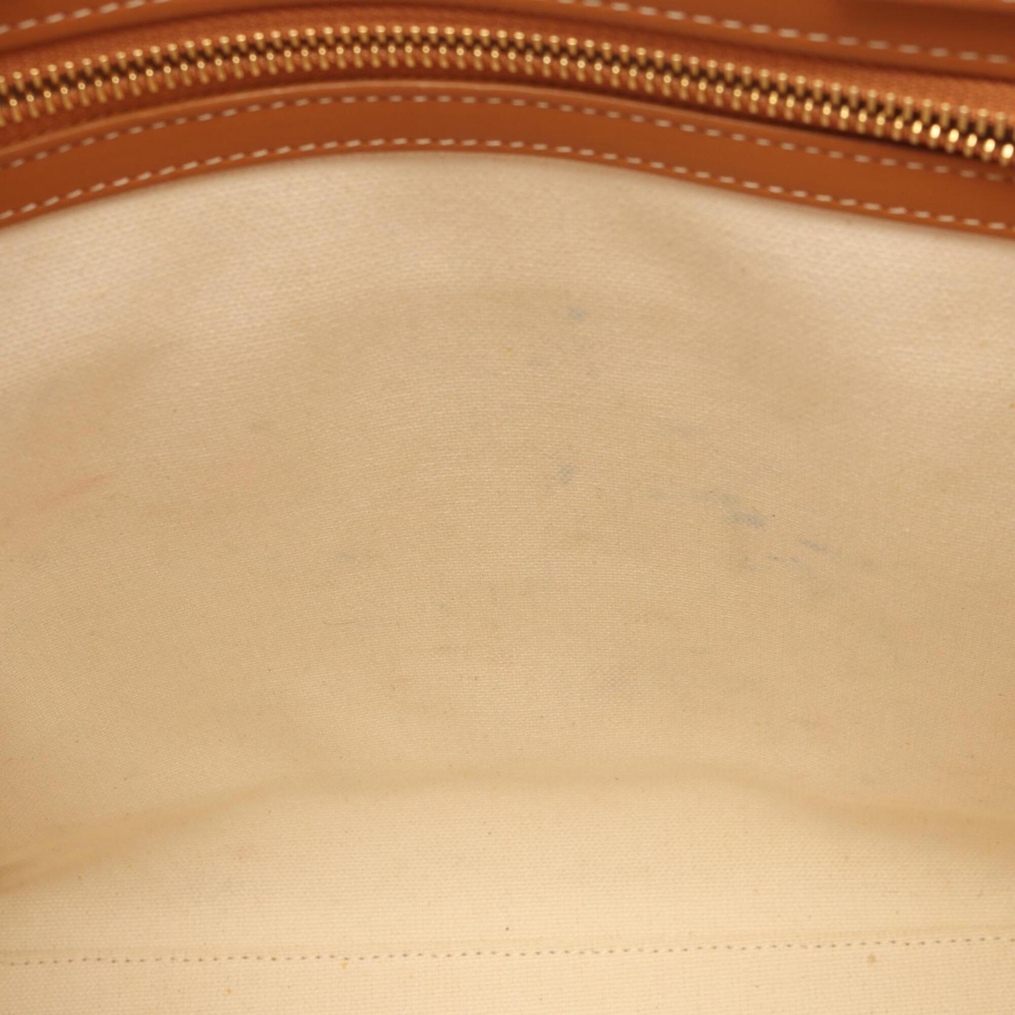 Celine Brown Ivory Canvas Leather Handbag Tote Bag (Pre-Owned)