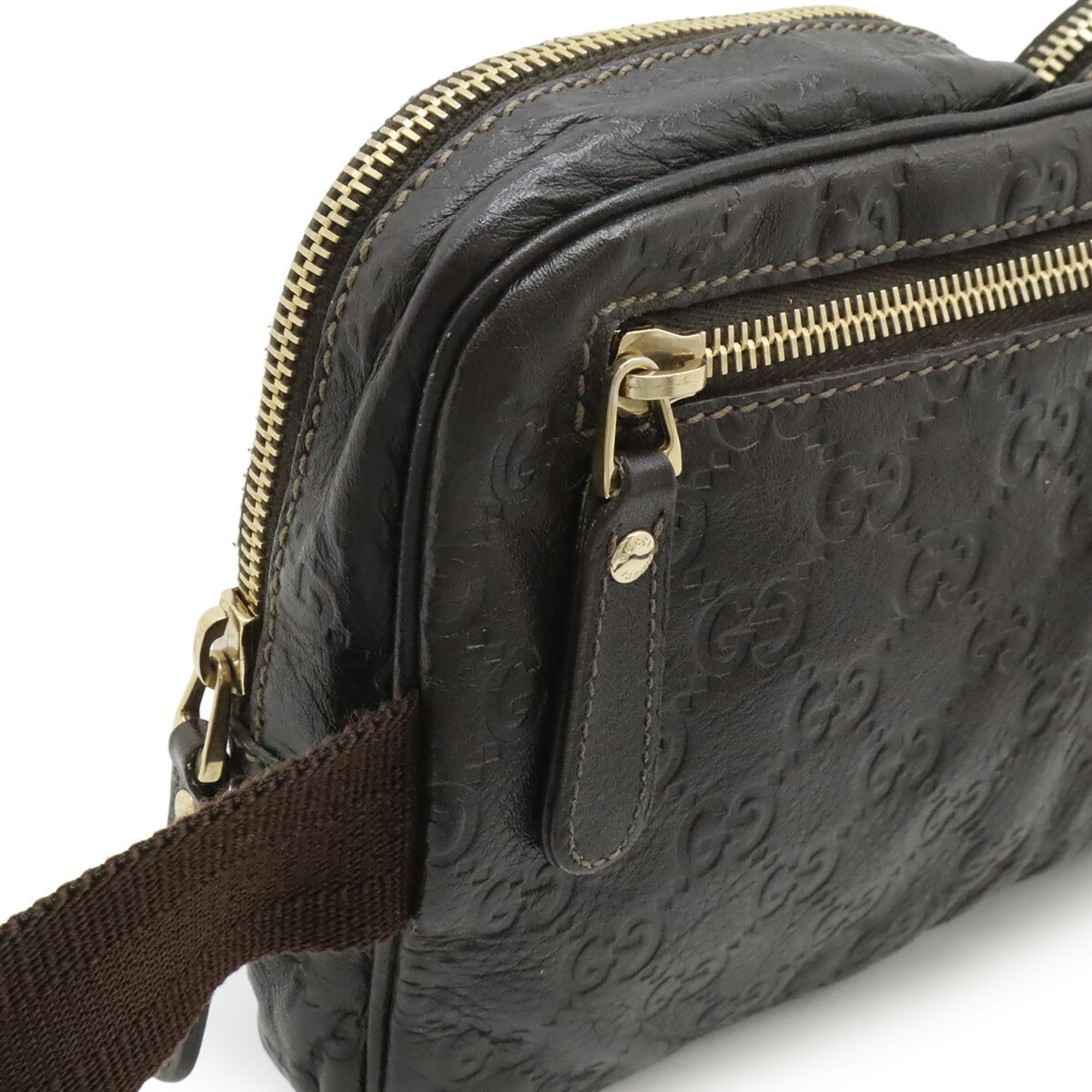 Gucci Dark Brown Leather Fanny Pack Pouch (Pre-Owned)