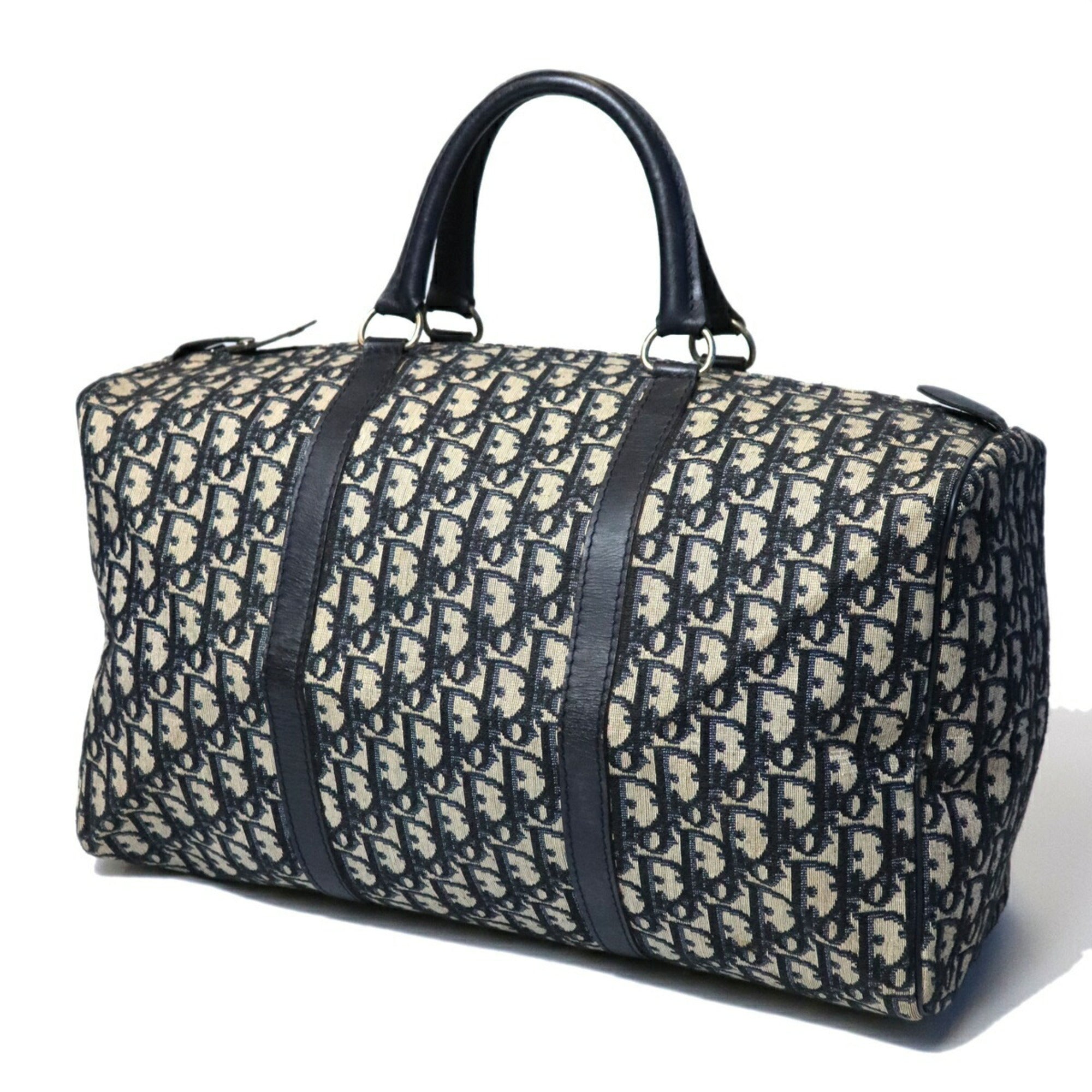 Christian Dior Navy Canvas Leather Boston Bag (Pre-Owned)