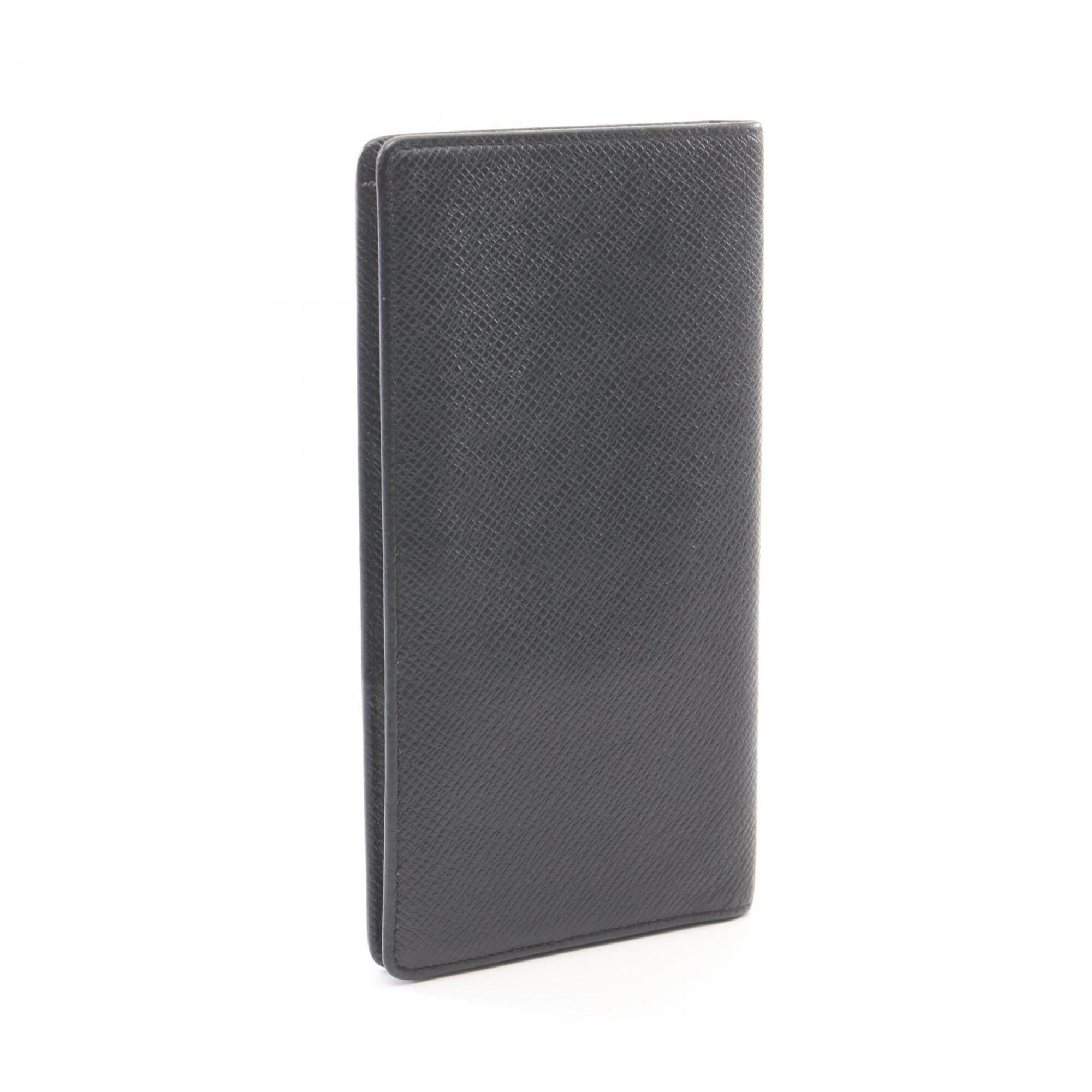 Louis Vuitton Black Leather Long Wallet (Bi-Fold) (Pre-Owned)