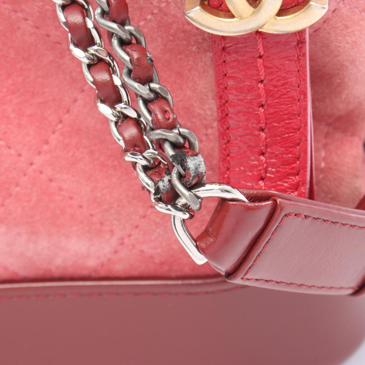 Chanel Bordeaux Red Color Suede Leather Handbag Shoulder Bag (Pre-Owned)