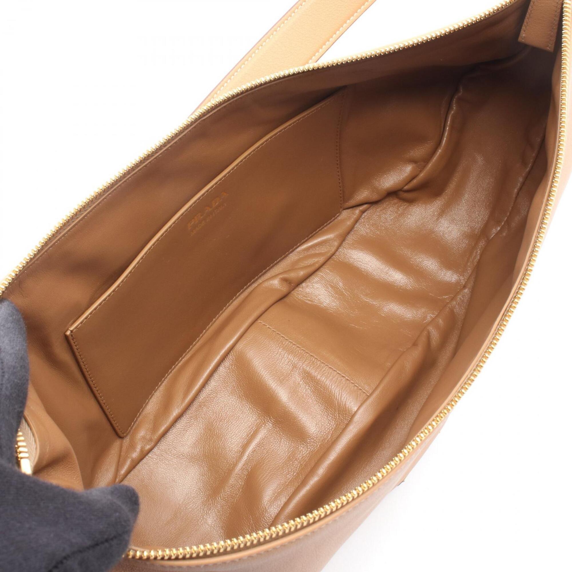 Prada Brown Leather Handbag Shoulder Bag (Pre-Owned)