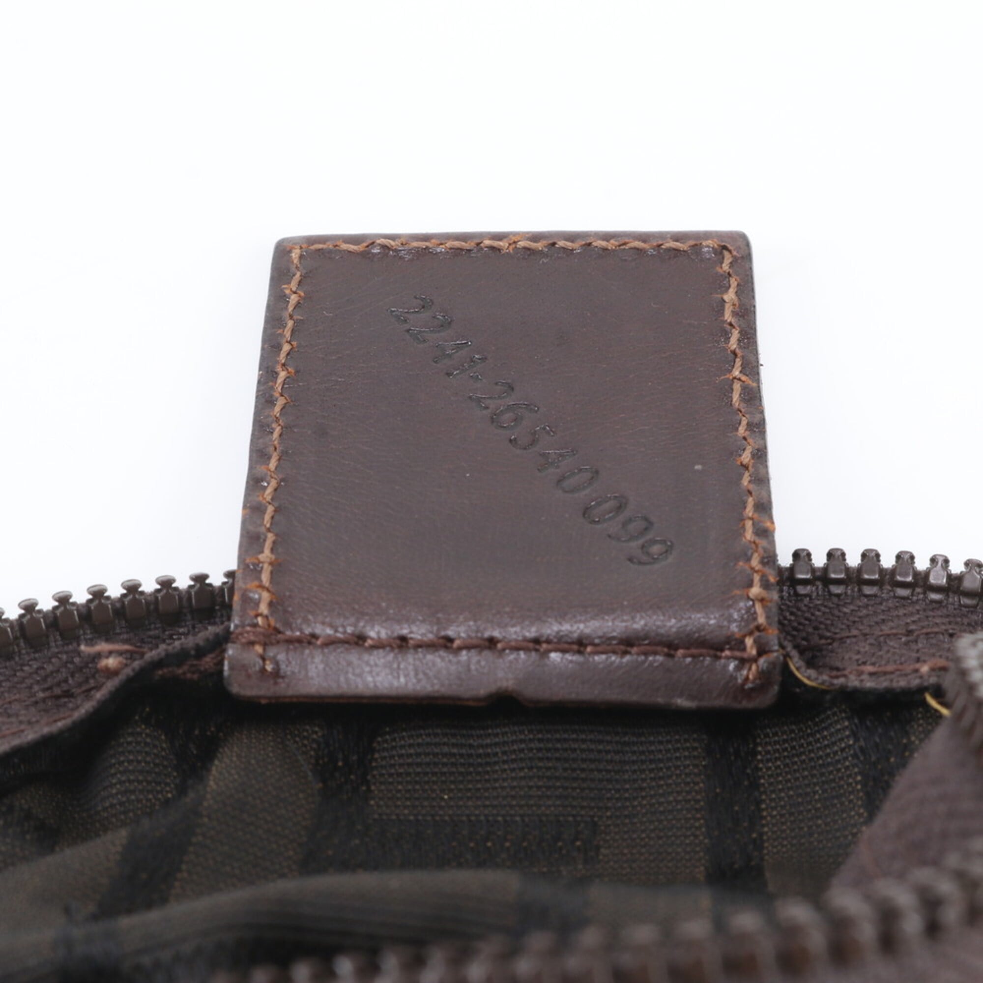 Fendi Brown Leather Canvas Handbag Pouch (Pre-Owned)