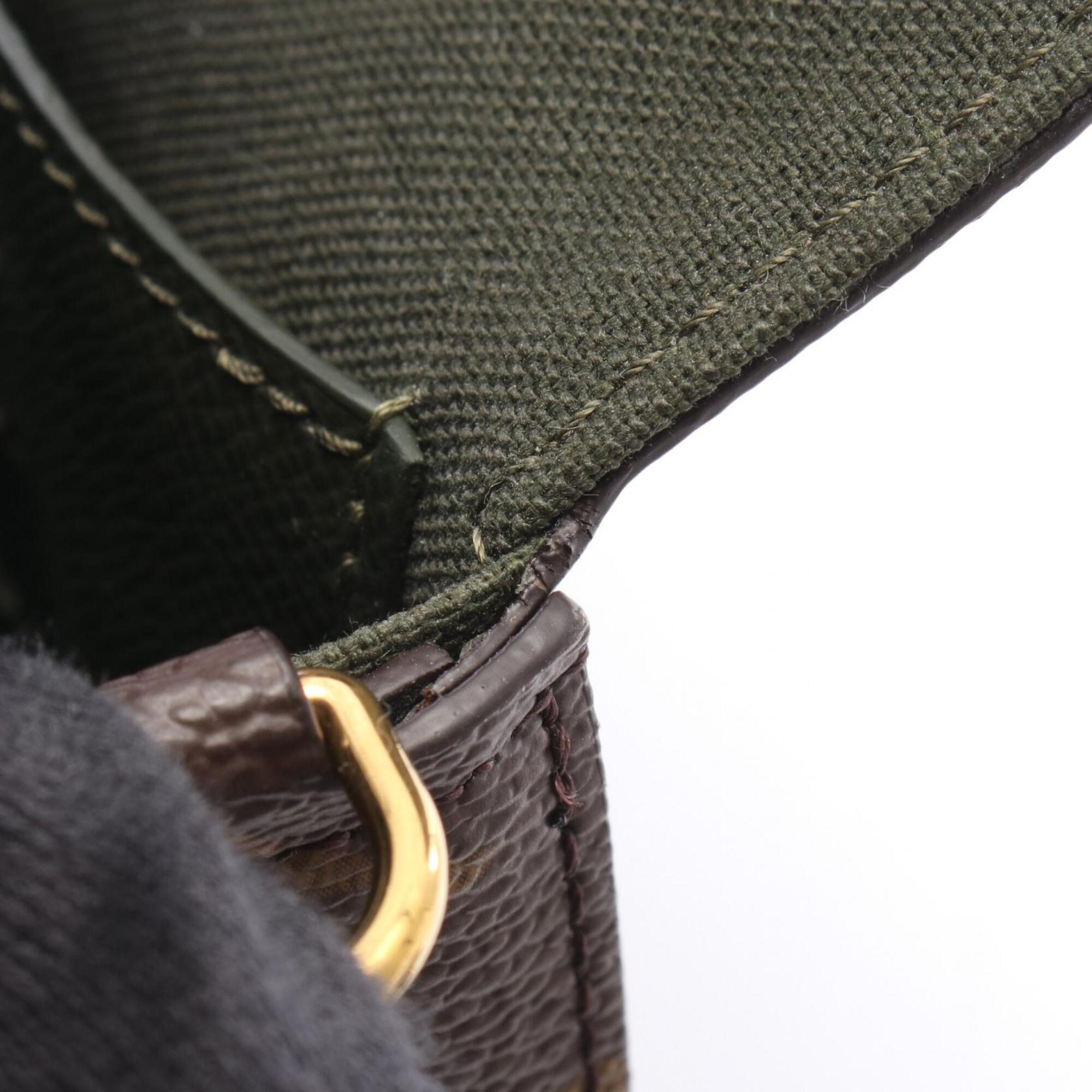 Louis Vuitton Brown Green Monogram Coated Canvas Handbag Pochette Shoulder Bag (Pre-Owned)