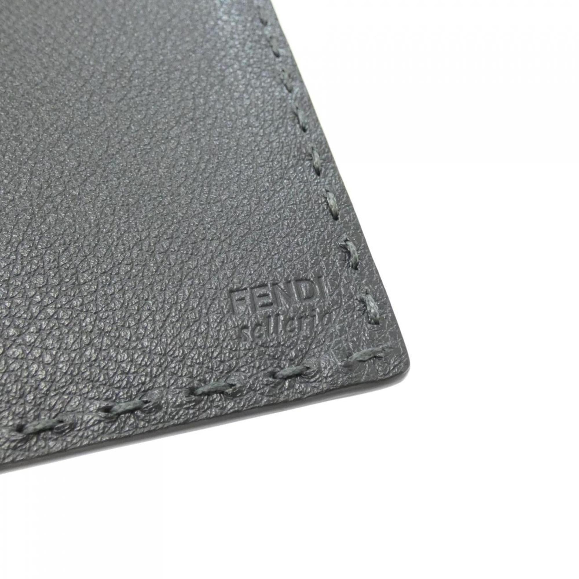 Fendi Gray Leather Long Wallet (Bi-Fold) (Pre-Owned)