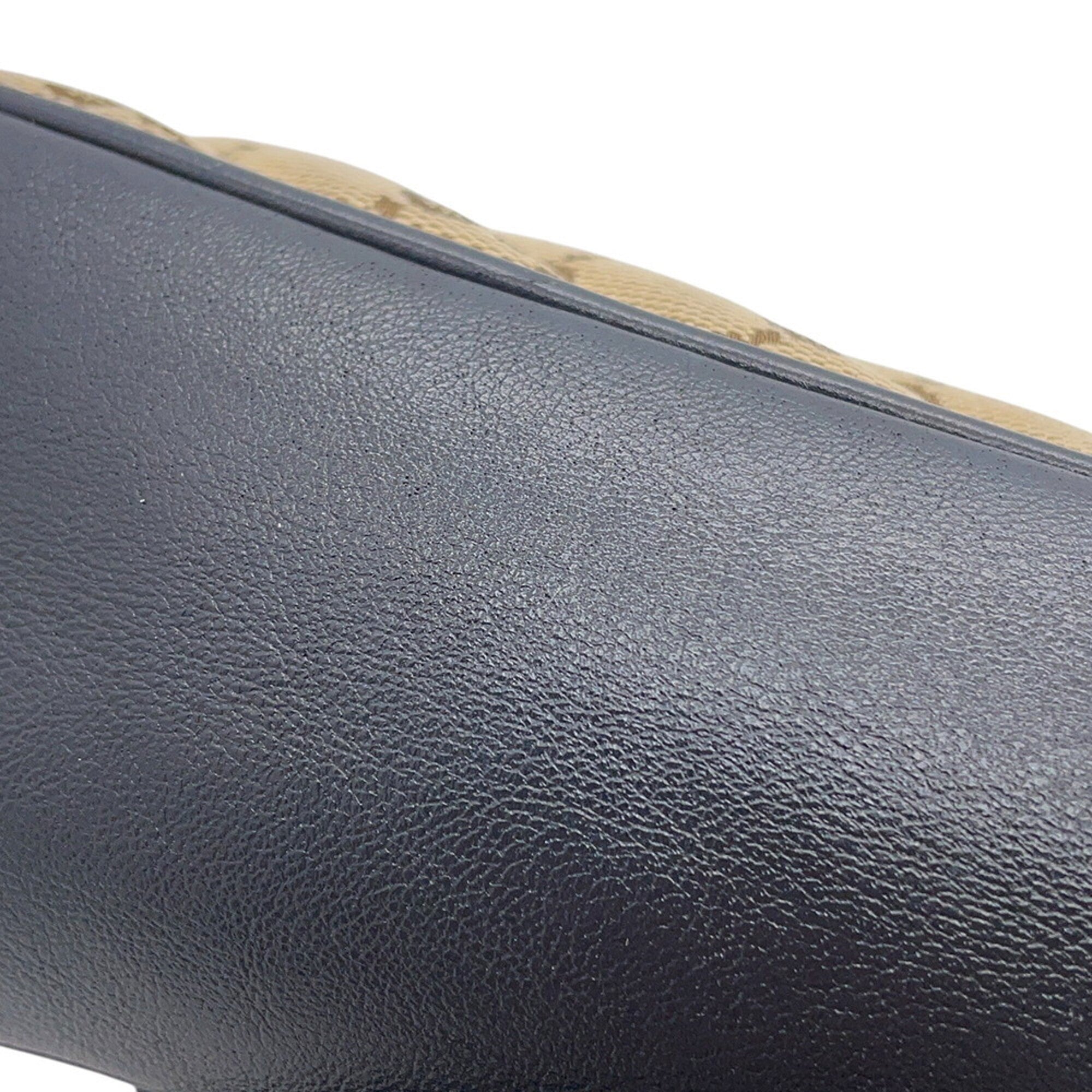 Gucci Beige Black Gg Canvas Handbag Shoulder Bag (Pre-Owned)