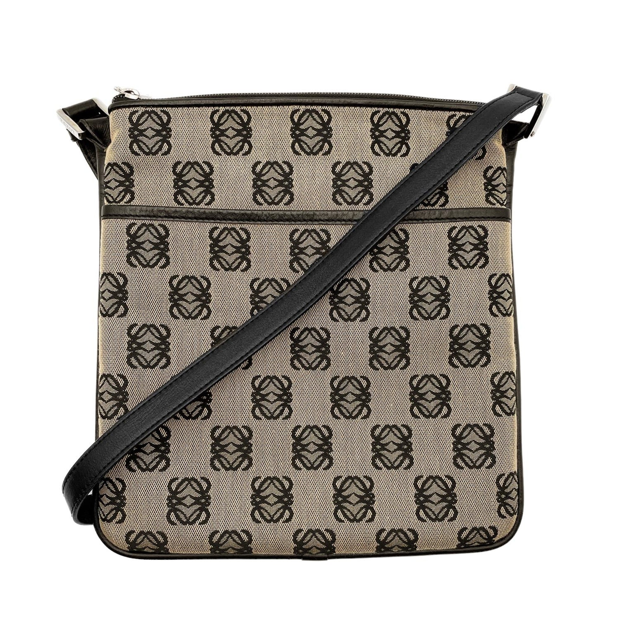 Loewe Black Brown Canvas Shoulder Bag (Pre-Owned)