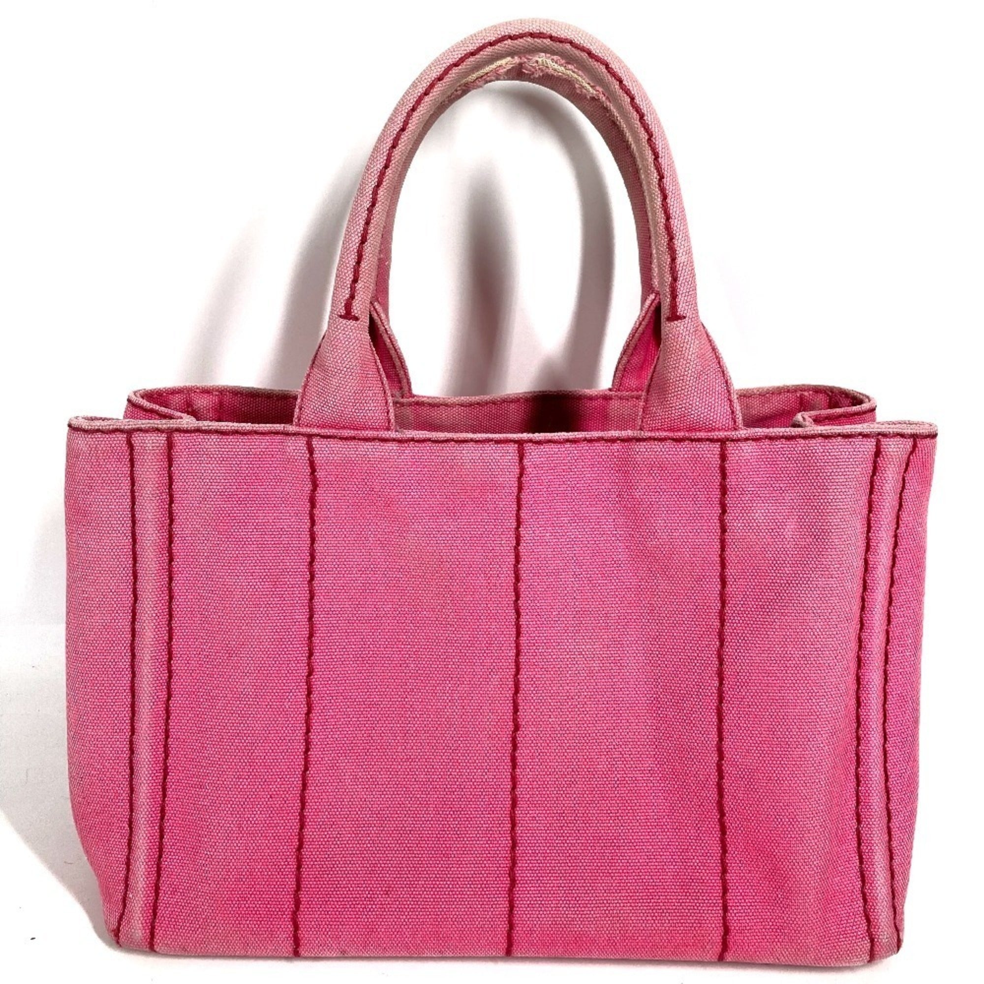Prada Canapa Pink Canvas Handbag Shoulder Bag Tote Bag (Pre-Owned)