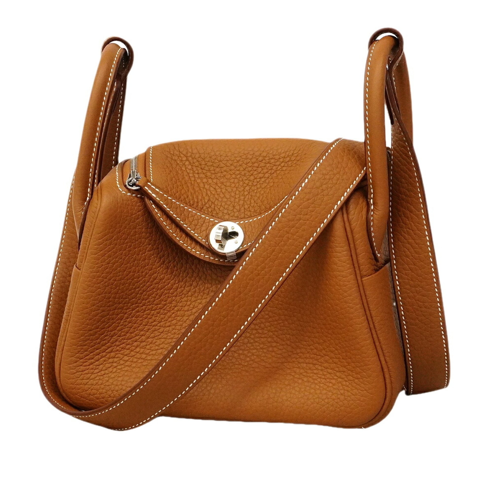 Hermes Gold Taurillon Clemence Leather Handbag (Pre-Owned)