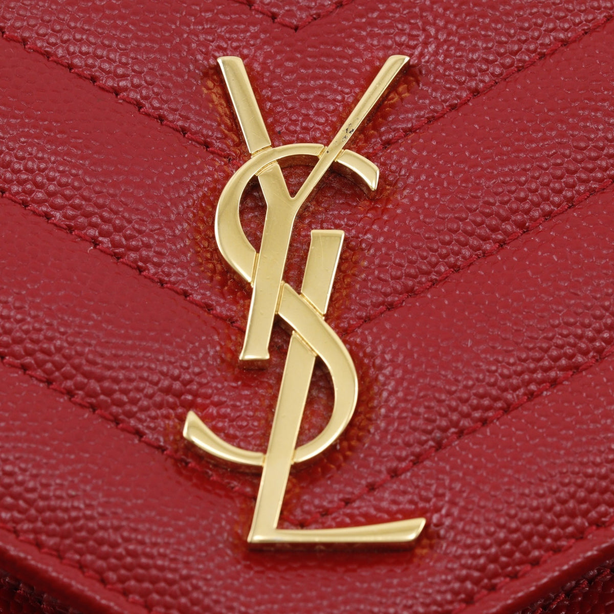 Yves Saint Laurent Red Color Leather Shoulder Bag (Pre-Owned)