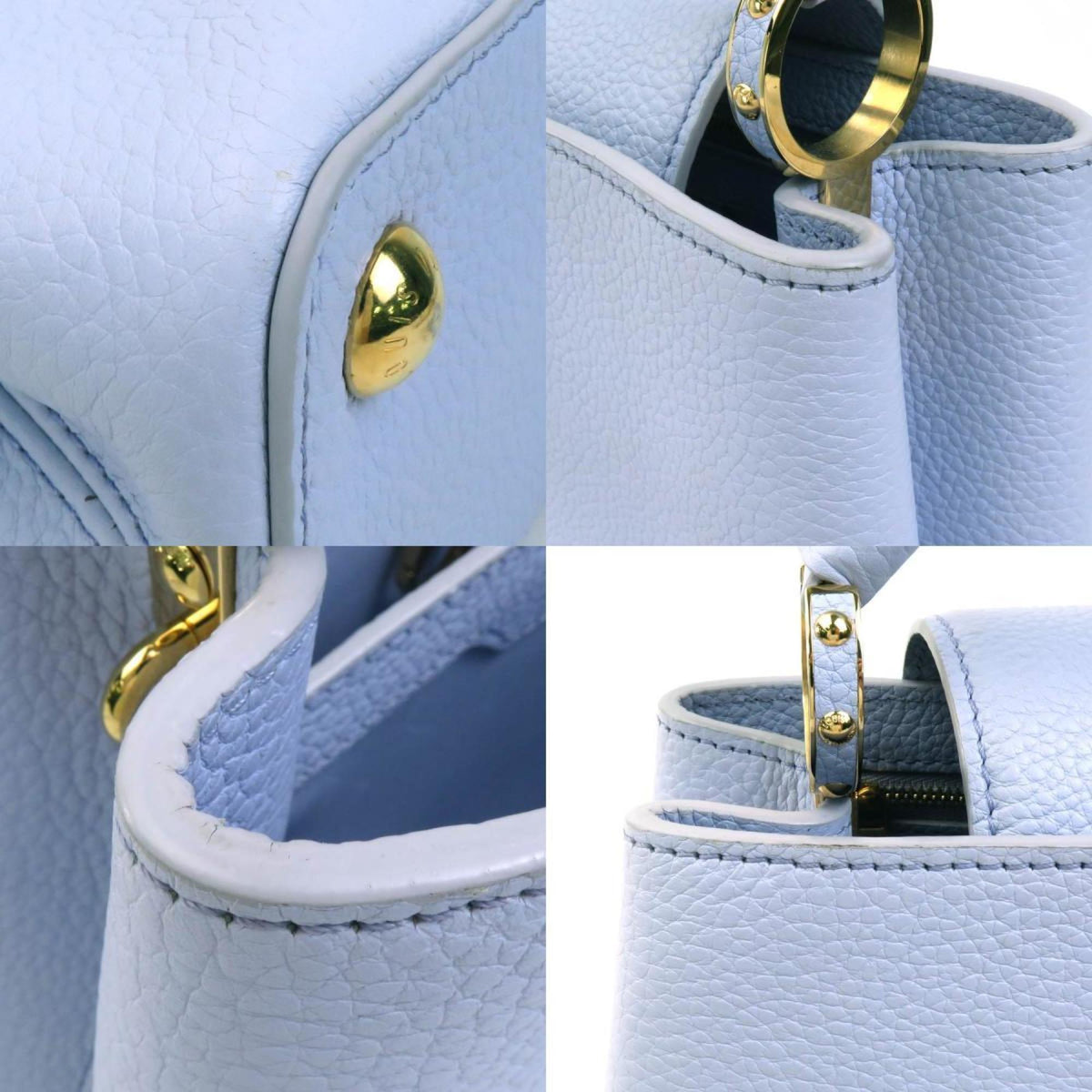 Louis Vuitton Ivory Light Purple Leather Handbag Shoulder Bag (Pre-Owned)