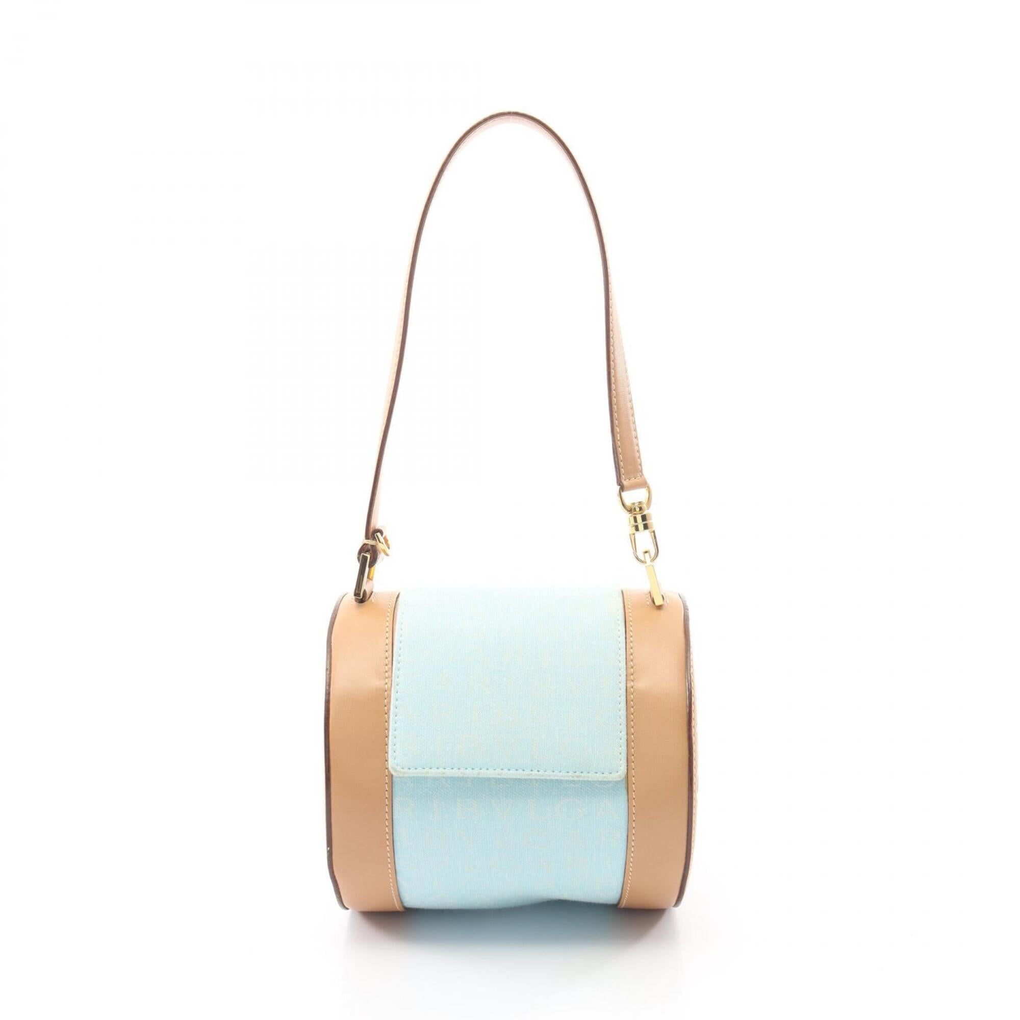 Bvlgari Blue Brown Canvas Leather Handbag (Pre-Owned)