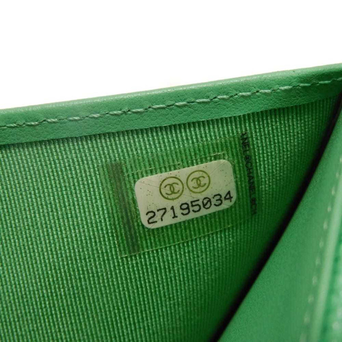 Chanel Light Green Grained Calfskin Wallet (Tri-Fold) (Pre-Owned)