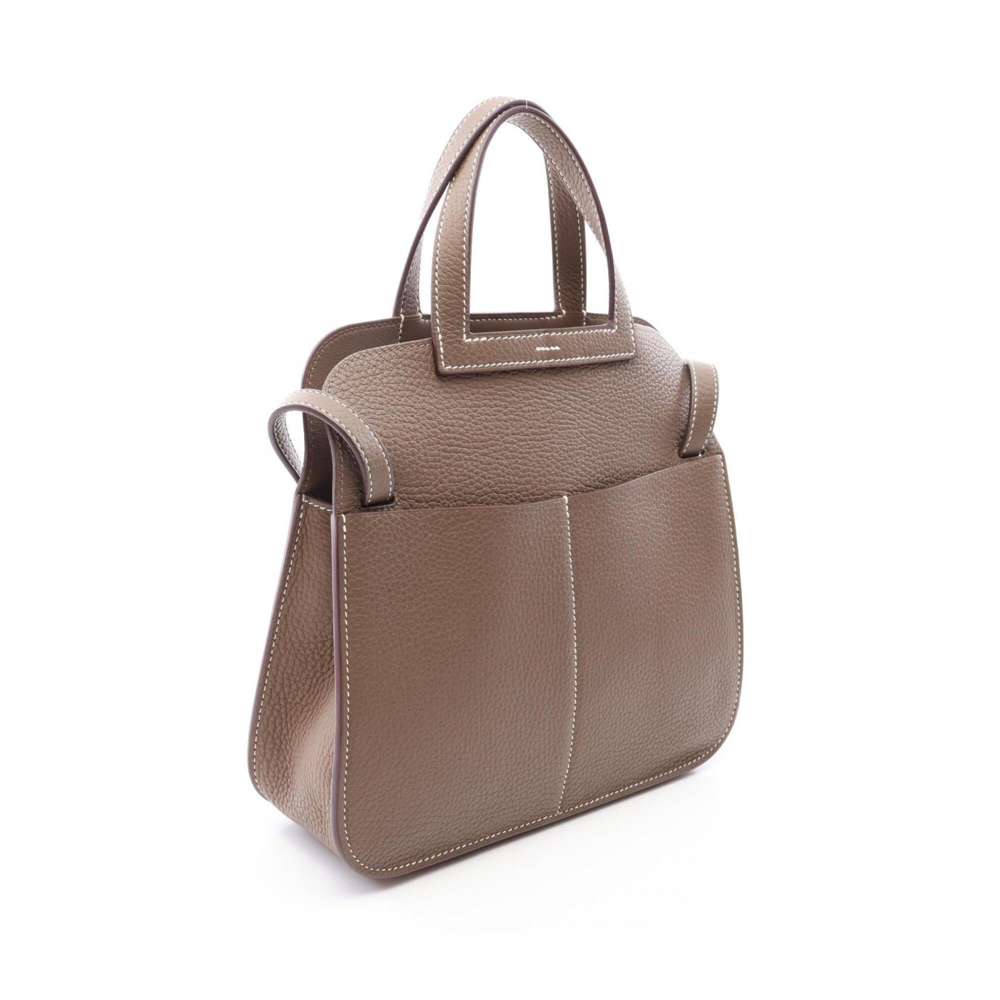 Hermes Etoupe Gray Gray Taurillon Clemence Leather Handbag (Pre-Owned)