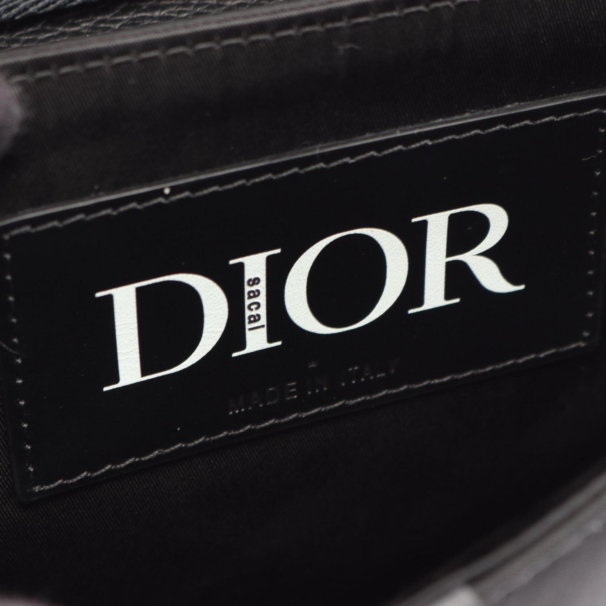Christian Dior Black Nylon Leather Saddle Bag Shoulder Bag (Pre-Owned)