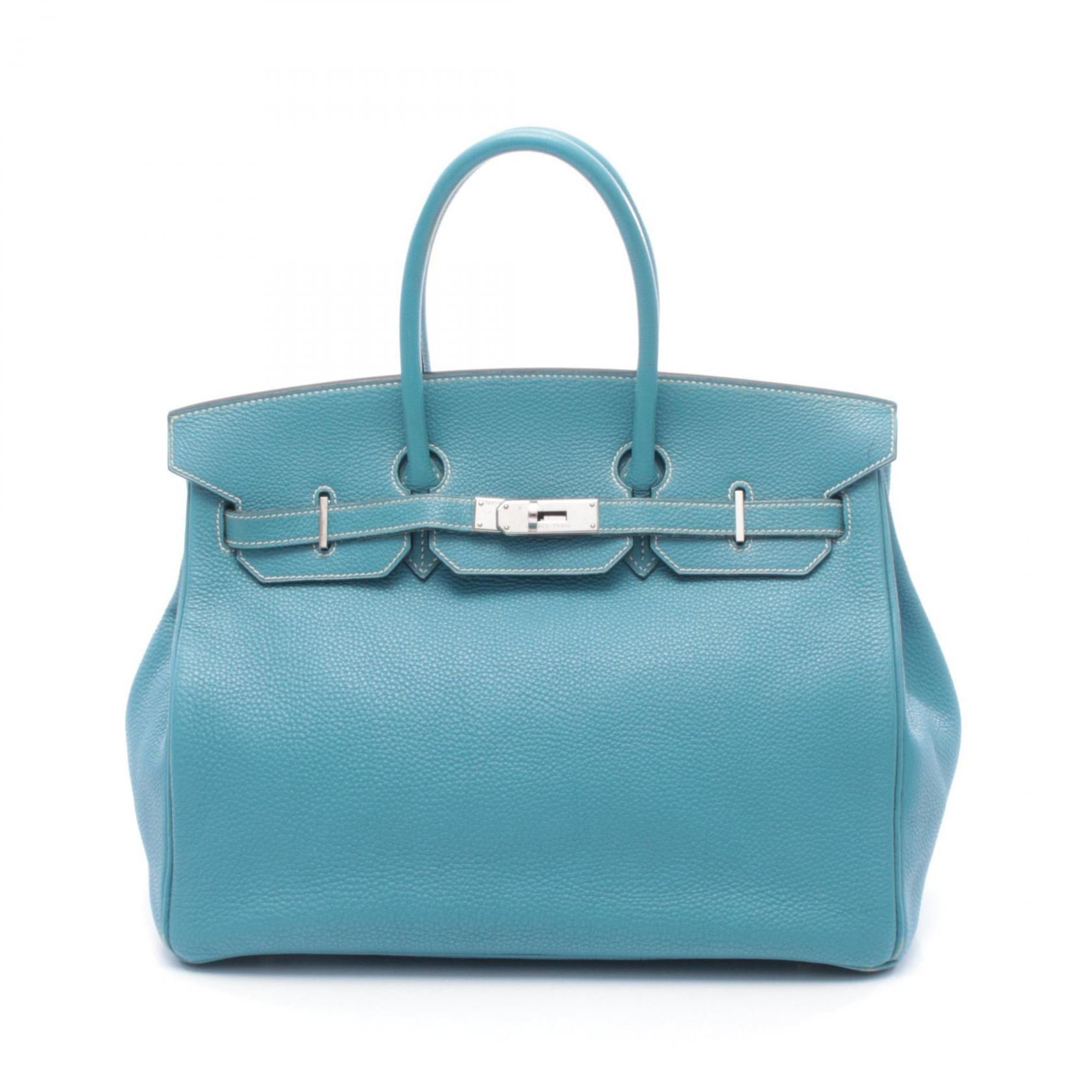 Hermes Blue Leather Handbag (Pre-Owned)