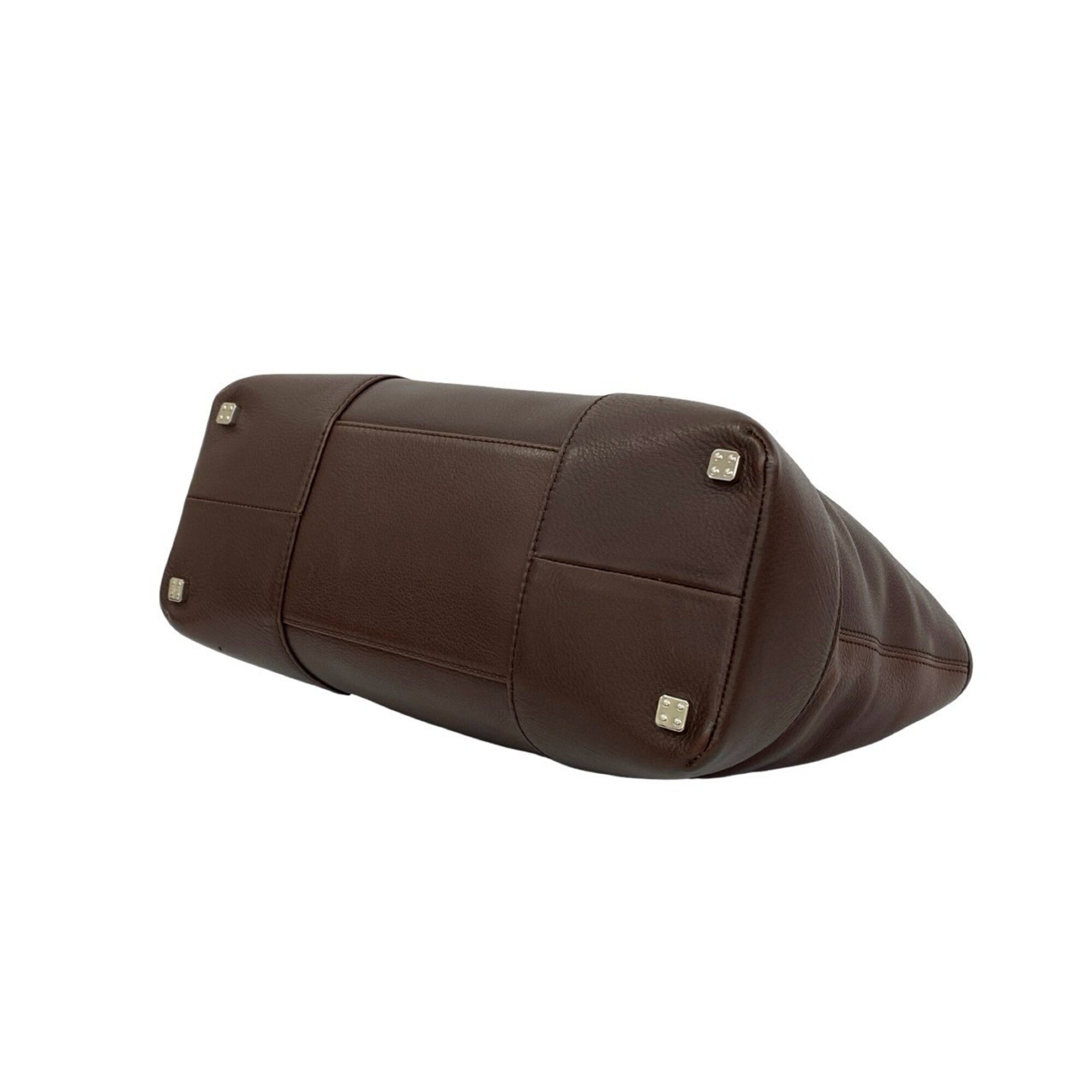 Loewe Brown Leather Boston Bag Handbag Tote Bag (Pre-Owned)