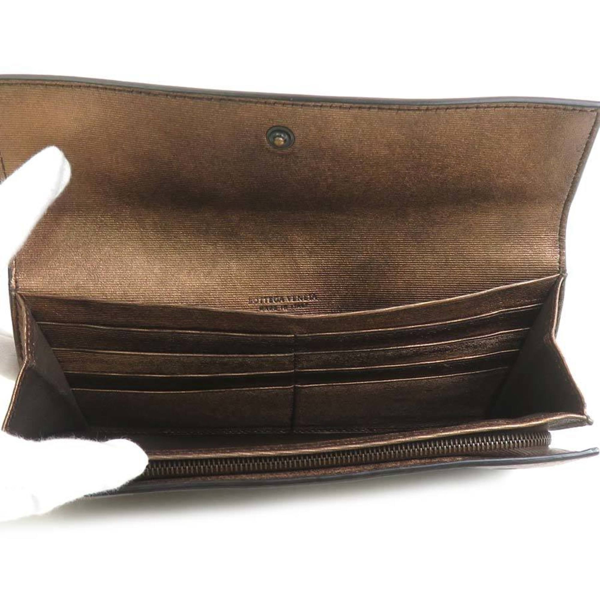Bottega Veneta Metallic Brown Intrecciato Long Wallet (Bi-Fold) (Pre-Owned)