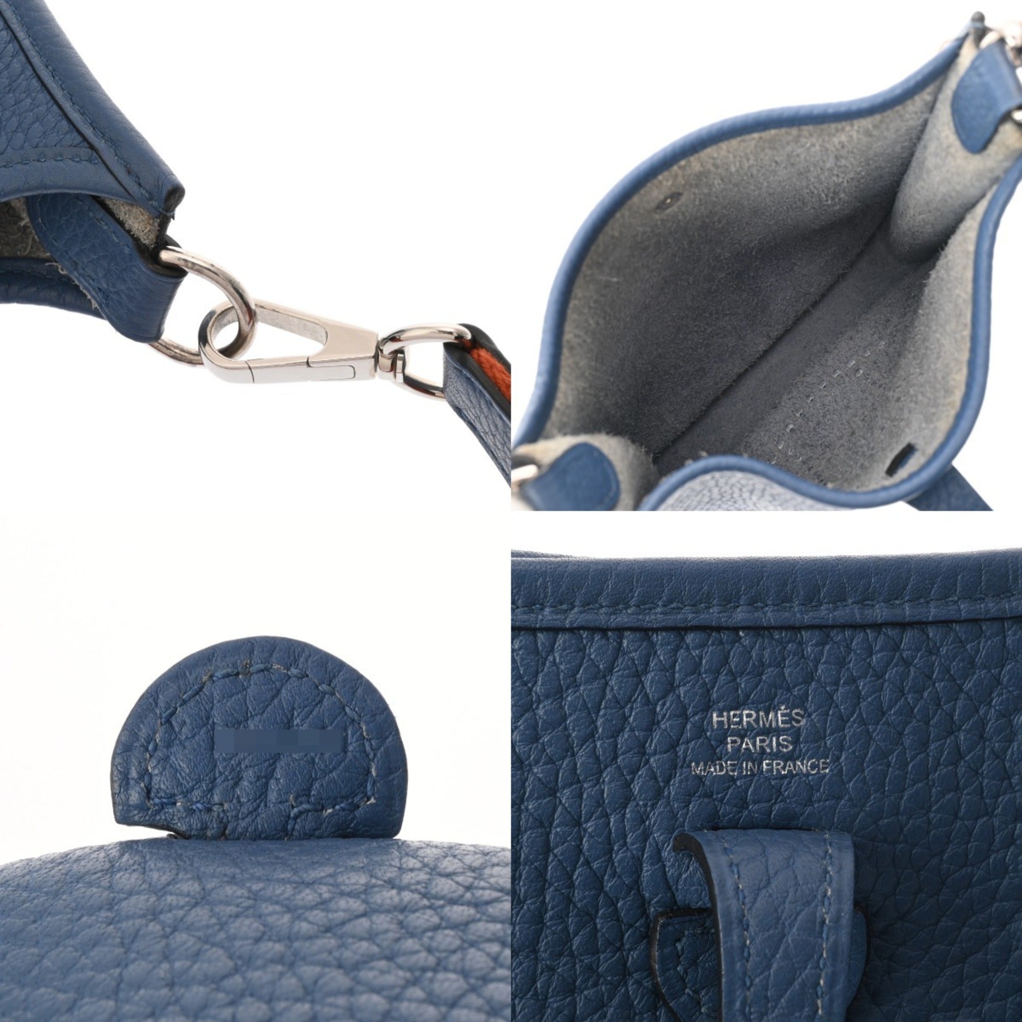 Hermes Blue Agate Taurillon Clemence Leather Shoulder Bag (Pre-Owned)