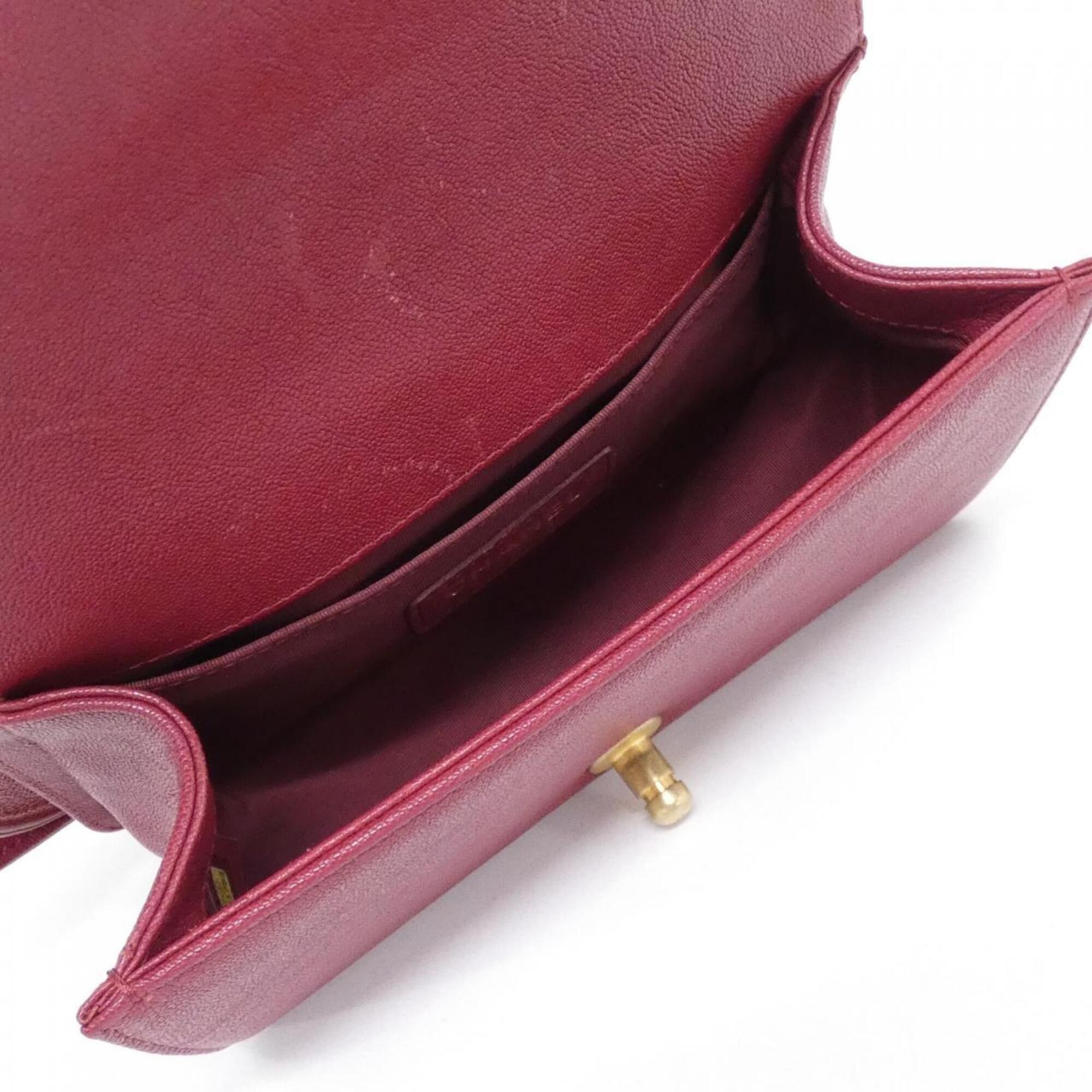 Chanel Bordeaux Grained Calfskin Shoulder Bag (Pre-Owned)