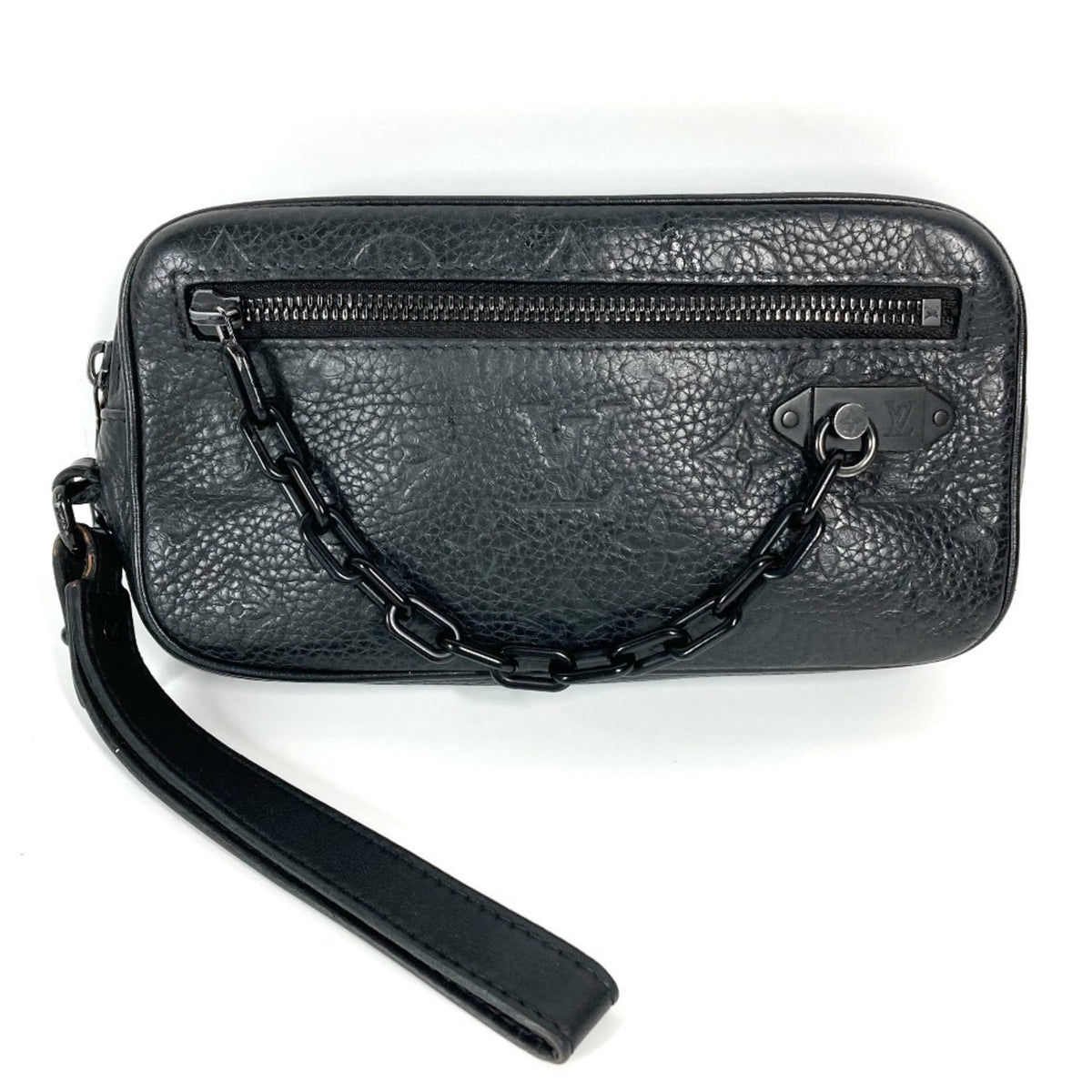 Louis Vuitton Black Noir Leather Clutch Bag Pouch (Pre-Owned)