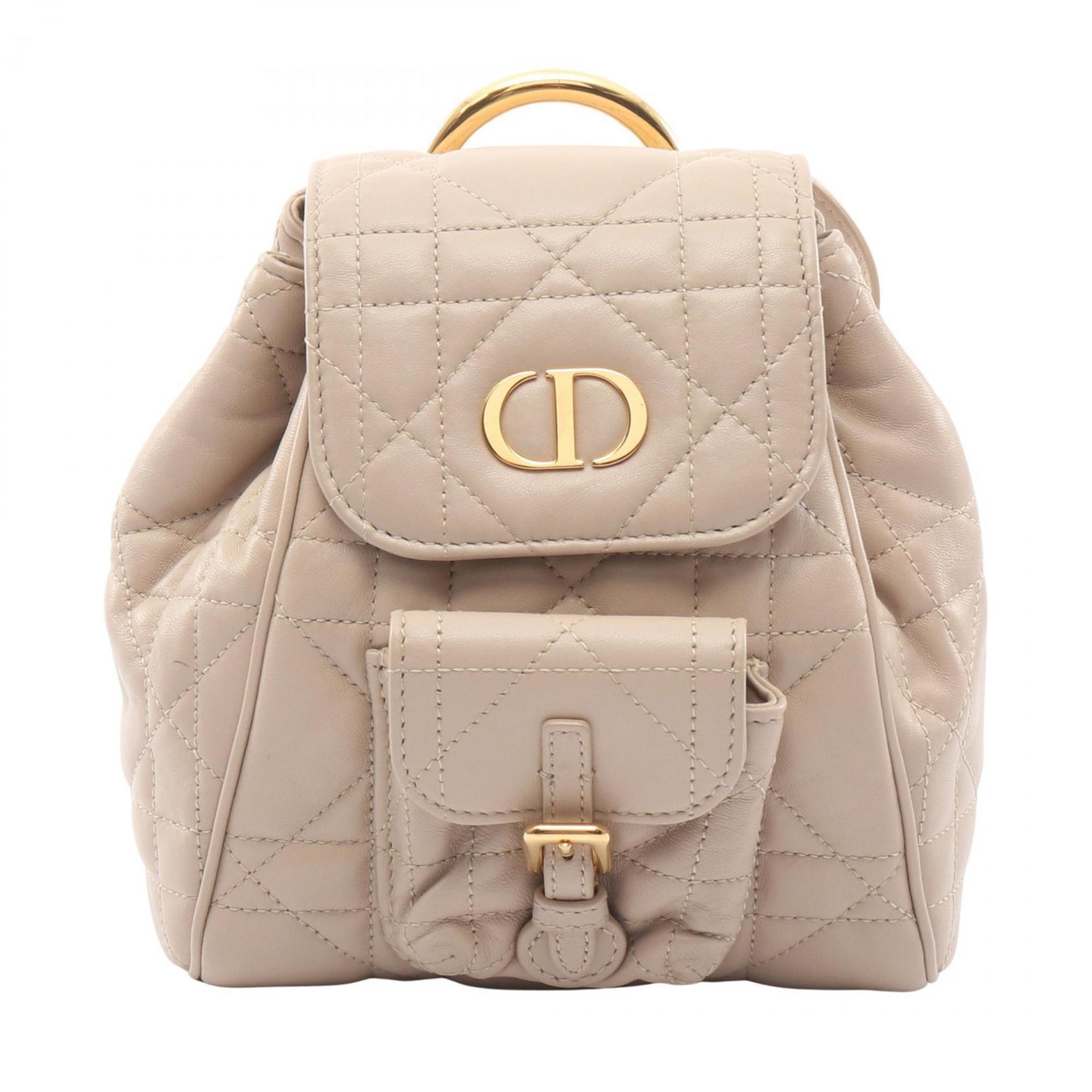 Christian Dior Beige Leather Backpack Handbag (Pre-Owned)