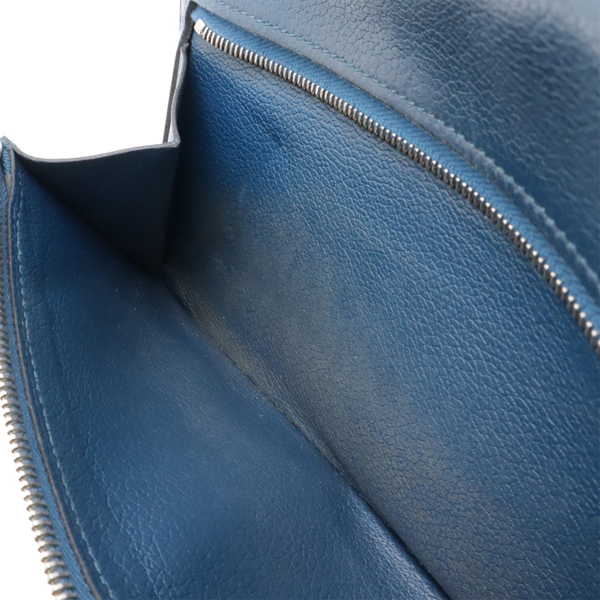 Hermes Blue Leather Long Wallet (Bi-Fold) (Pre-Owned)