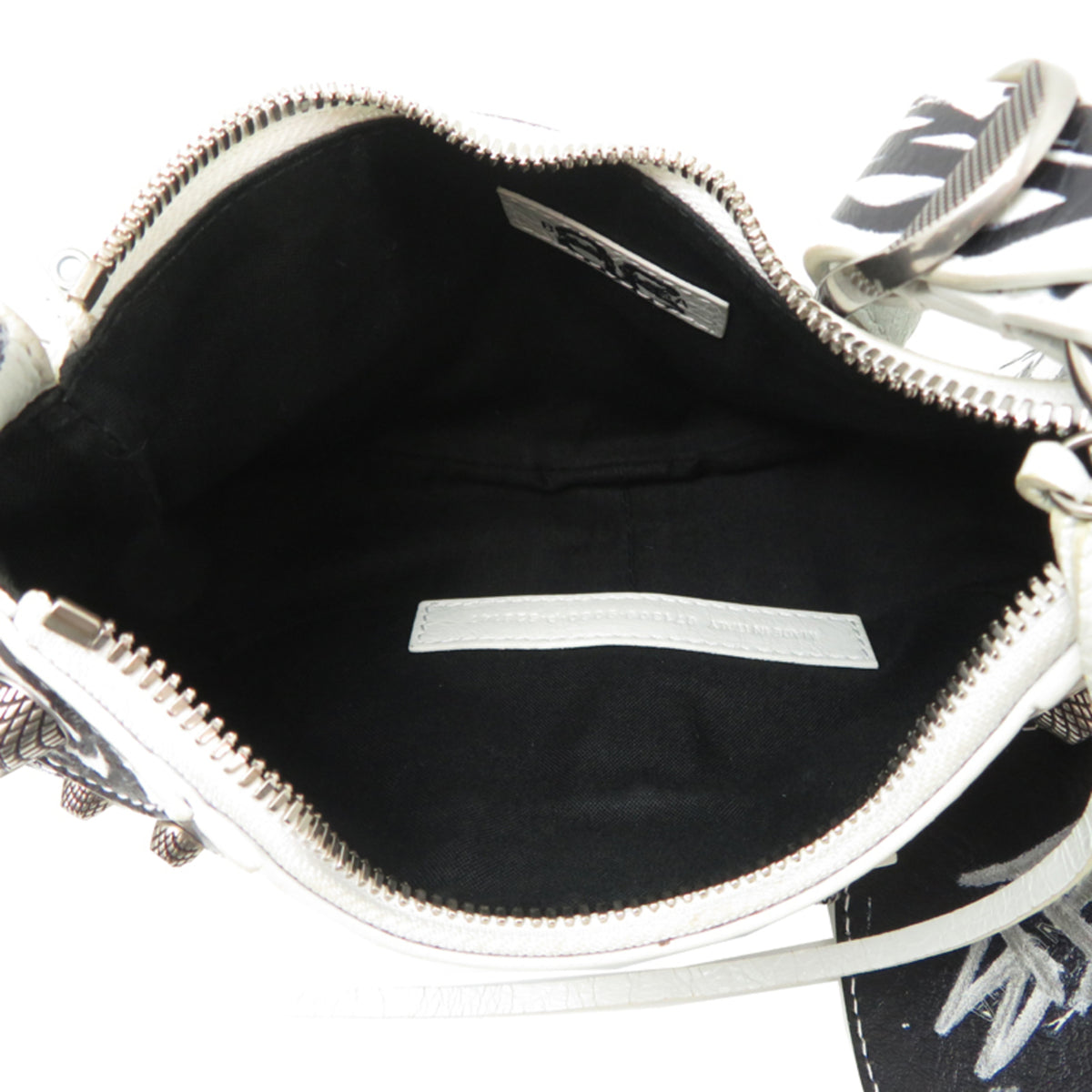 Balenciaga Black White Leather Shoulder Bag (Pre-Owned)