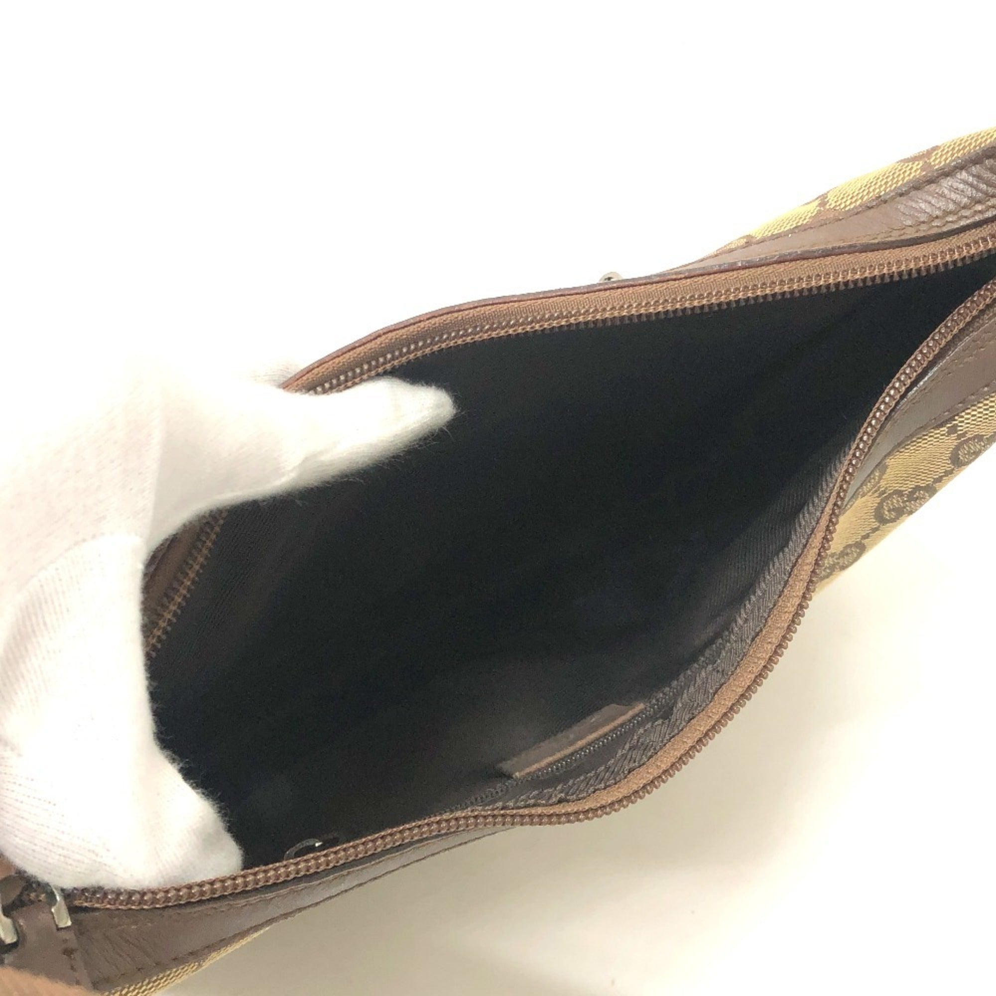 Gucci Beige Canvas Handbag Shoulder Bag (Pre-Owned)