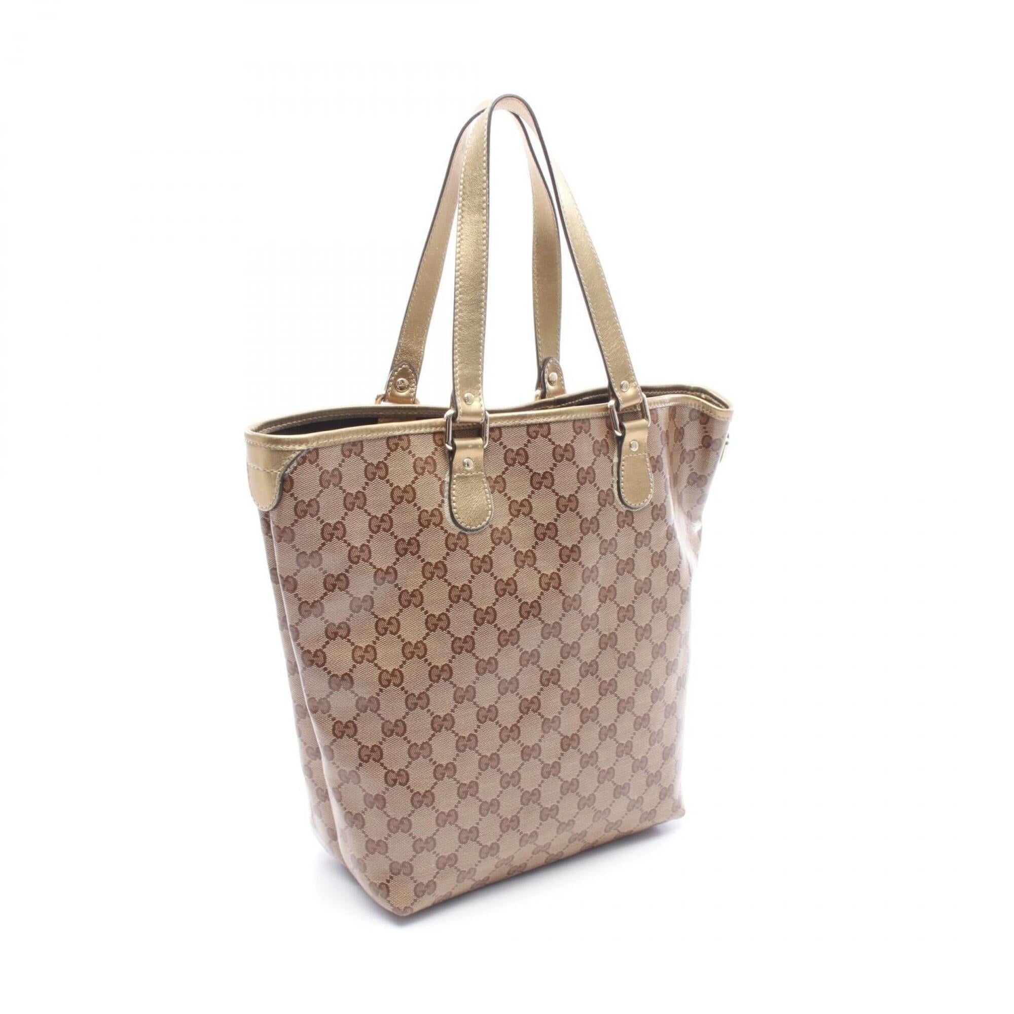 Gucci Beige Brown Gold Pvc Leather Handbag Tote Bag (Pre-Owned)