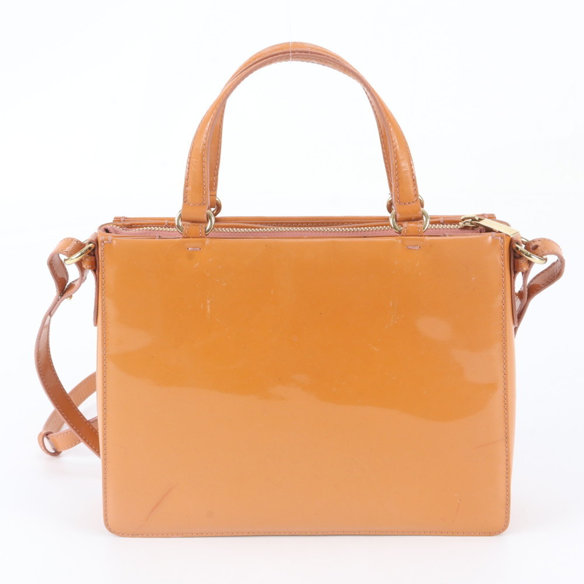 Salvatore Ferragamo Orange Leather Handbag Shoulder Bag Tote Bag (Pre-Owned)