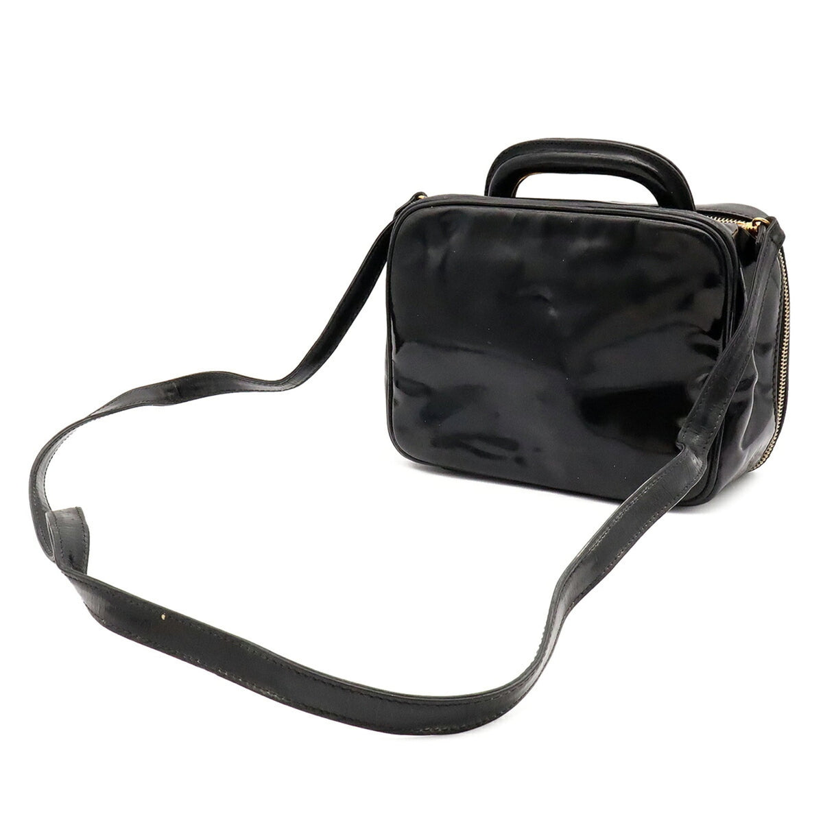 Chanel Black Patent Leather Handbag Pouch Shoulder Bag Vanity Bag (Pre-Owned)