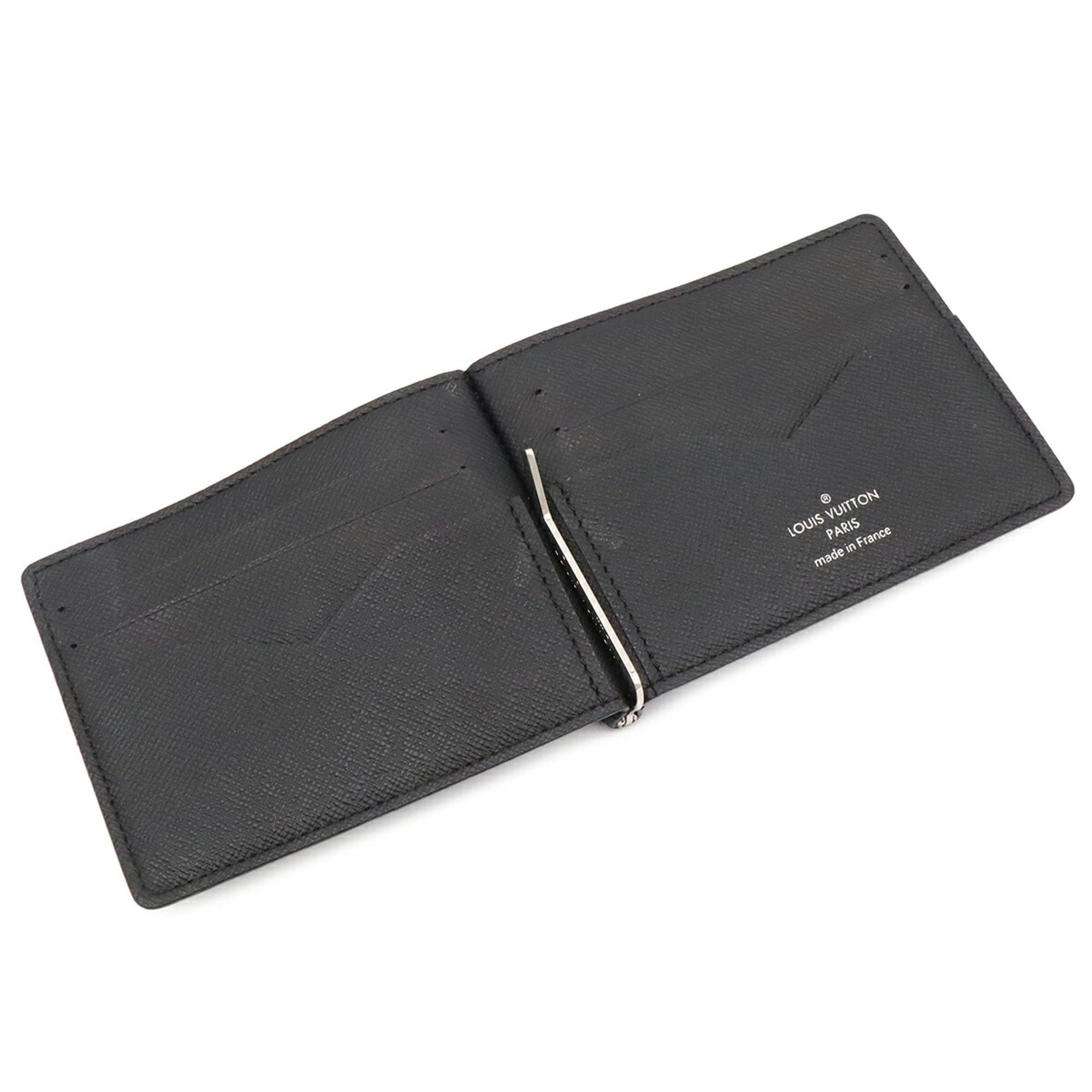 Louis Vuitton Black Galle Noir White Leather Bill Wallet (Bi-Fold) (Pre-Owned)