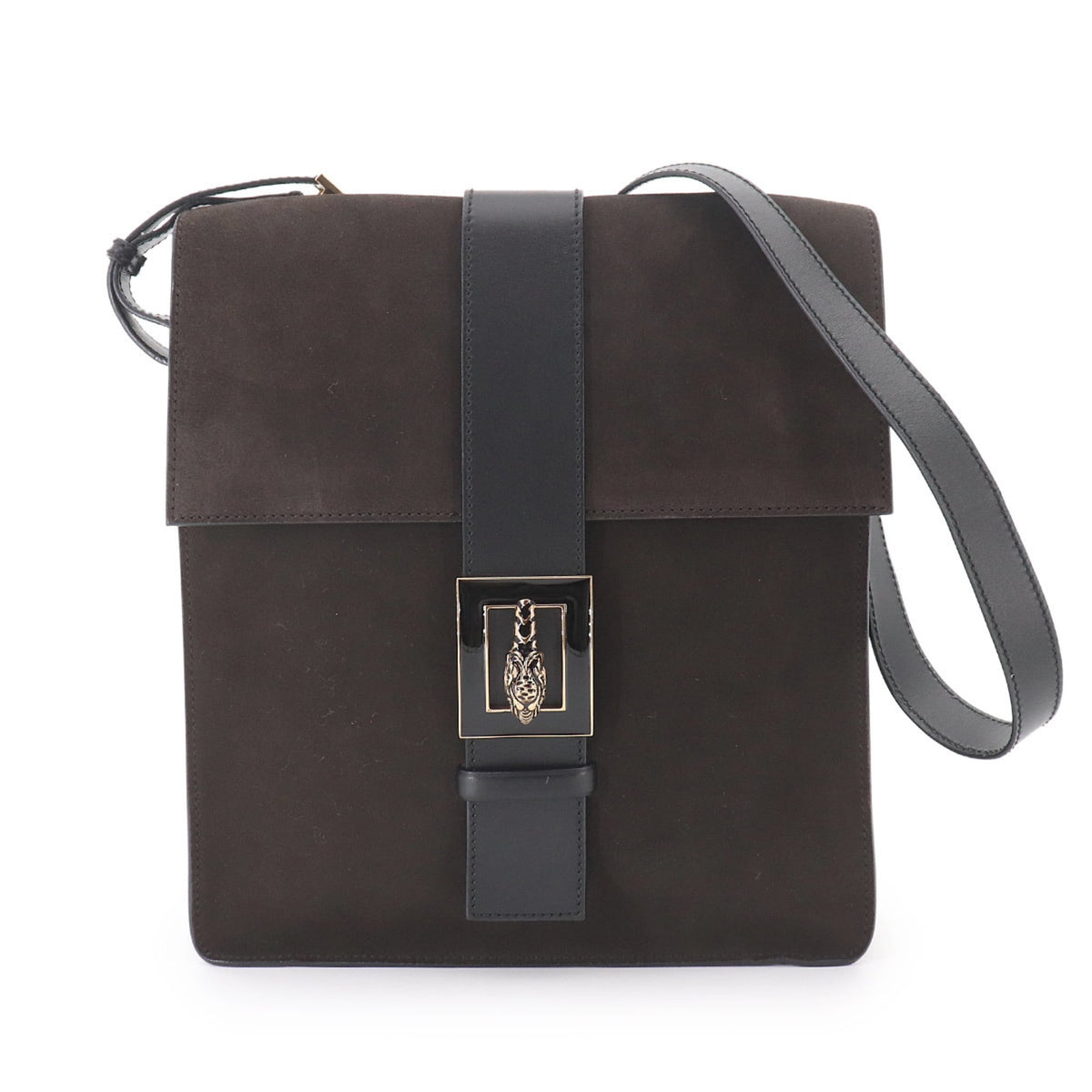 Gucci Black Brown Suede Leather Shoulder Bag (Pre-Owned)