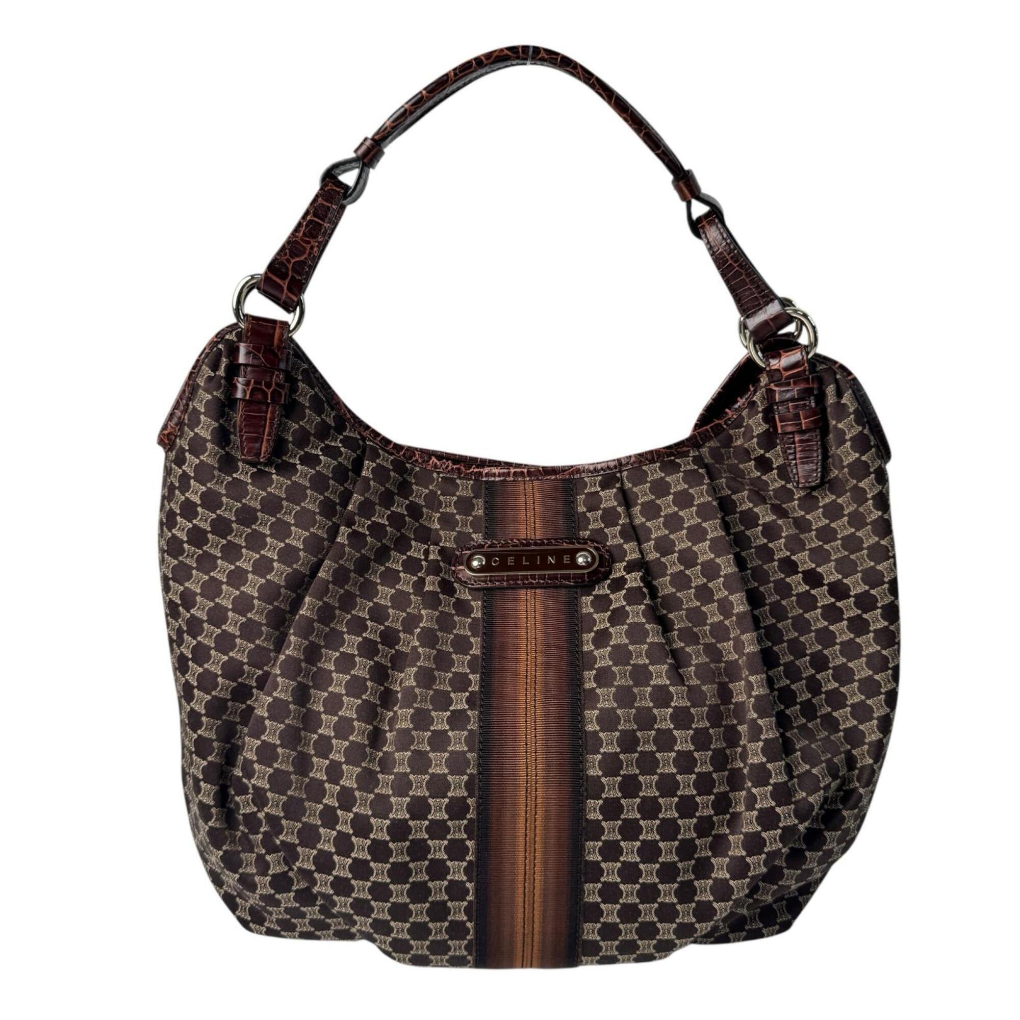 Celine Brown Canvas Leather Handbag (Pre-Owned)
