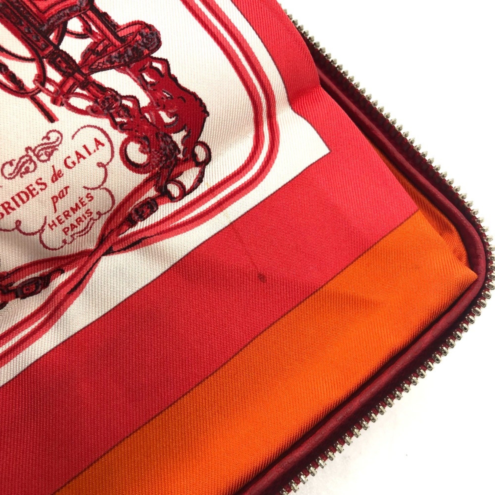 Hermes Red Color Rouge H Buffle Skipper Leather Silk Eco-Bag Shopping Bag Tote Bag (Pre-Owned)