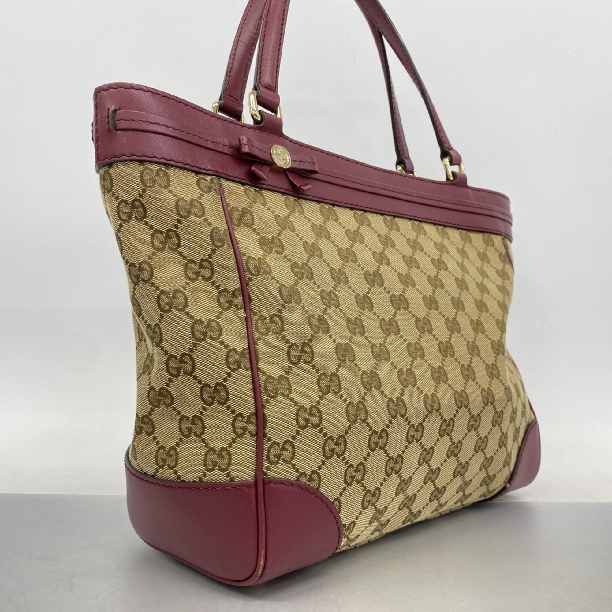 Gucci Bordeaux Brown Canvas Tote Bag (Pre-Owned)