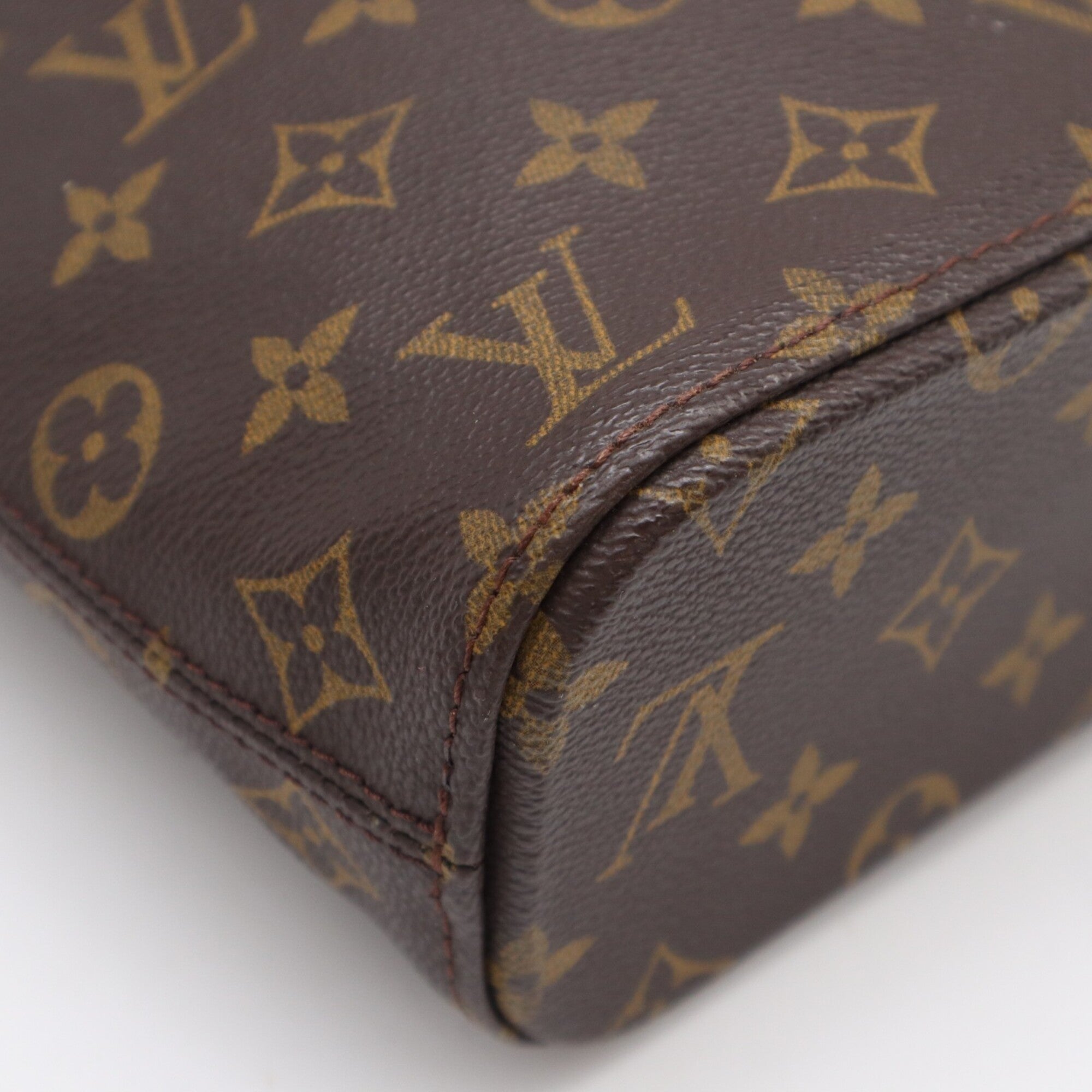 Louis Vuitton Beige Brown Coated Canvas Leather Handbag (Pre-Owned)