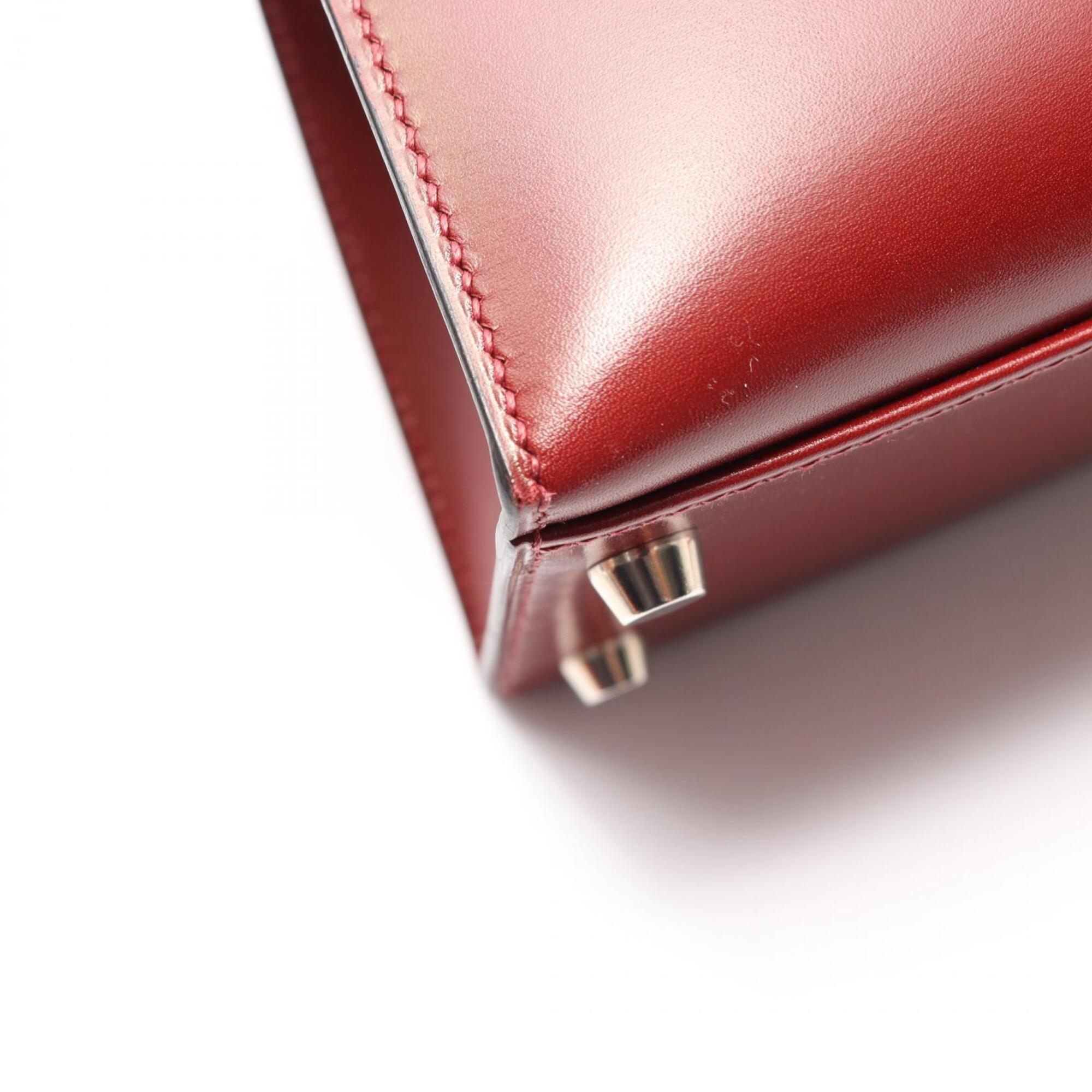 Hermes Bordeaux Box Calf Leather Handbag (Pre-Owned)
