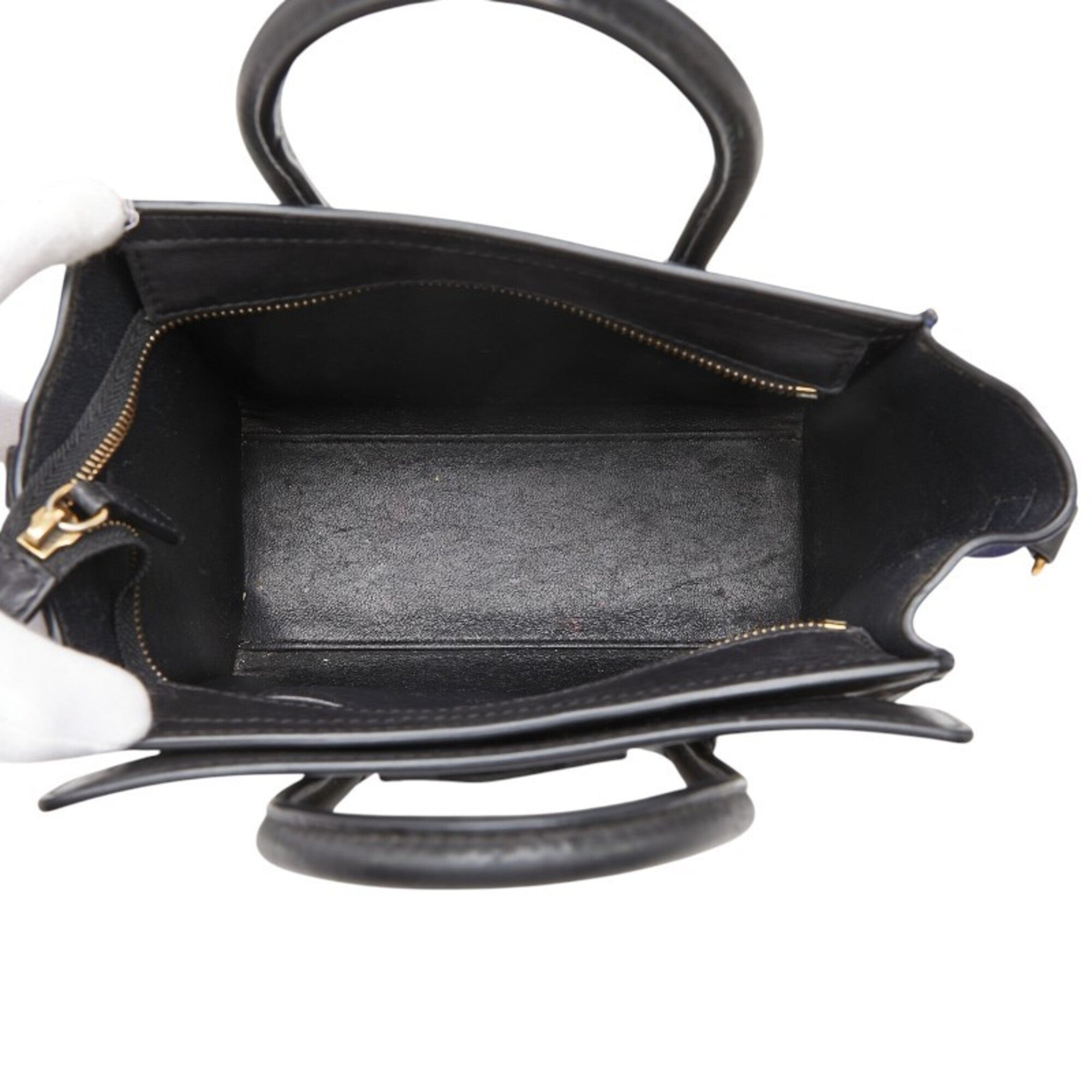 Celine Beige Black Navy Suede Leather Handbag (Pre-Owned)