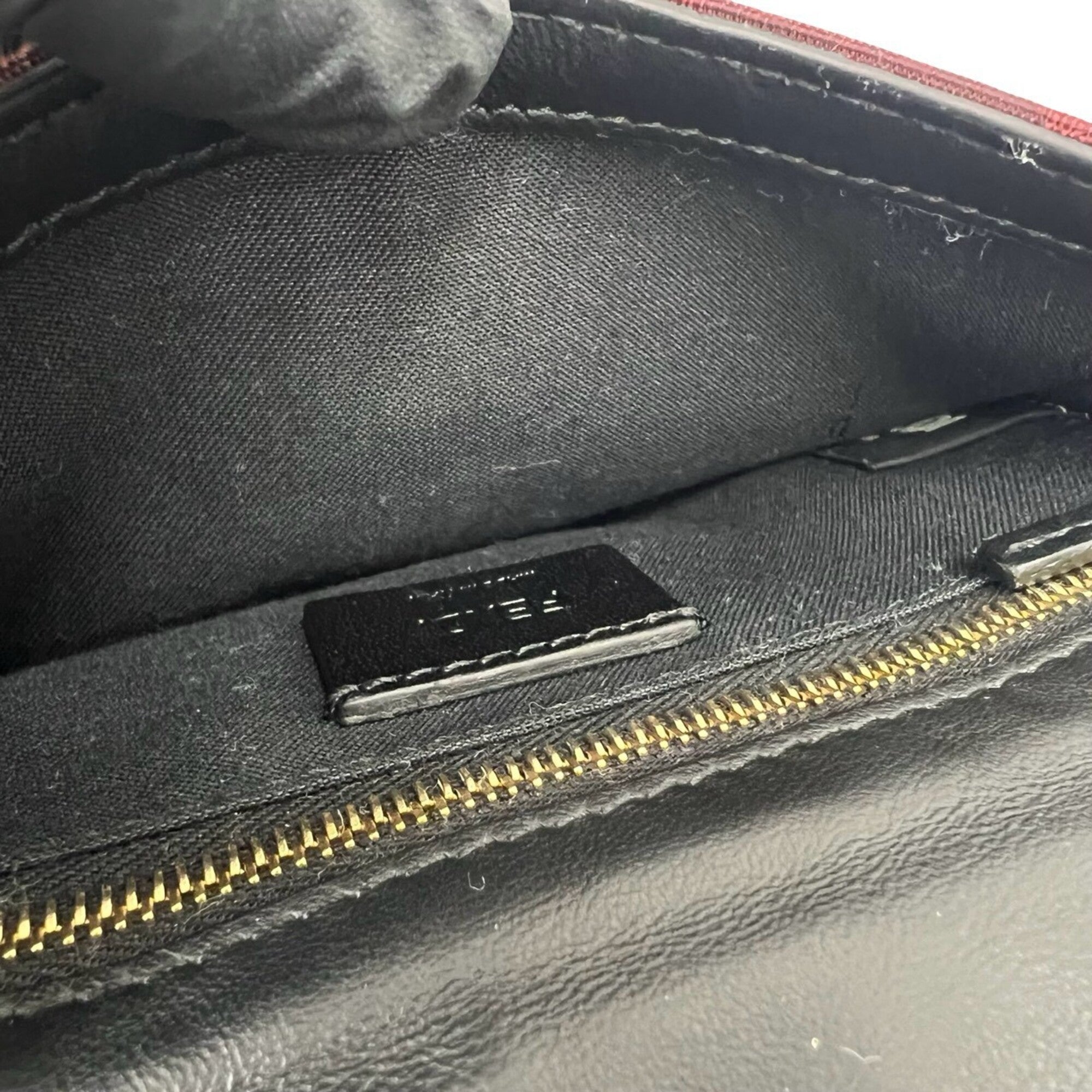 Fendi Black Red Color Canvas Leather Shoulder Bag (Pre-Owned)